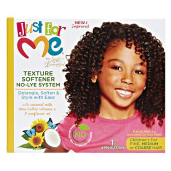 Just for Me Texture Softener No-Lye System for Gentle Hair Softening & Manageability Complete Kit