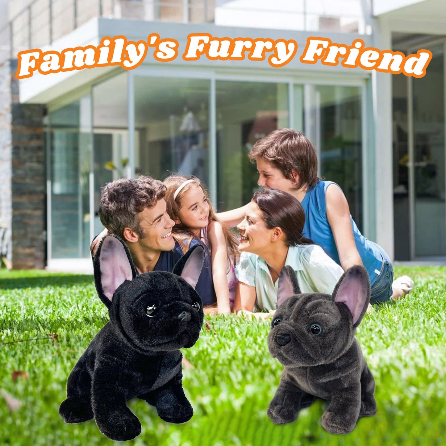 JUSTQUNSEEN Bulldog Stuffed Animal — Realistic 9" Plush Toy for Kids, Soft & Washable