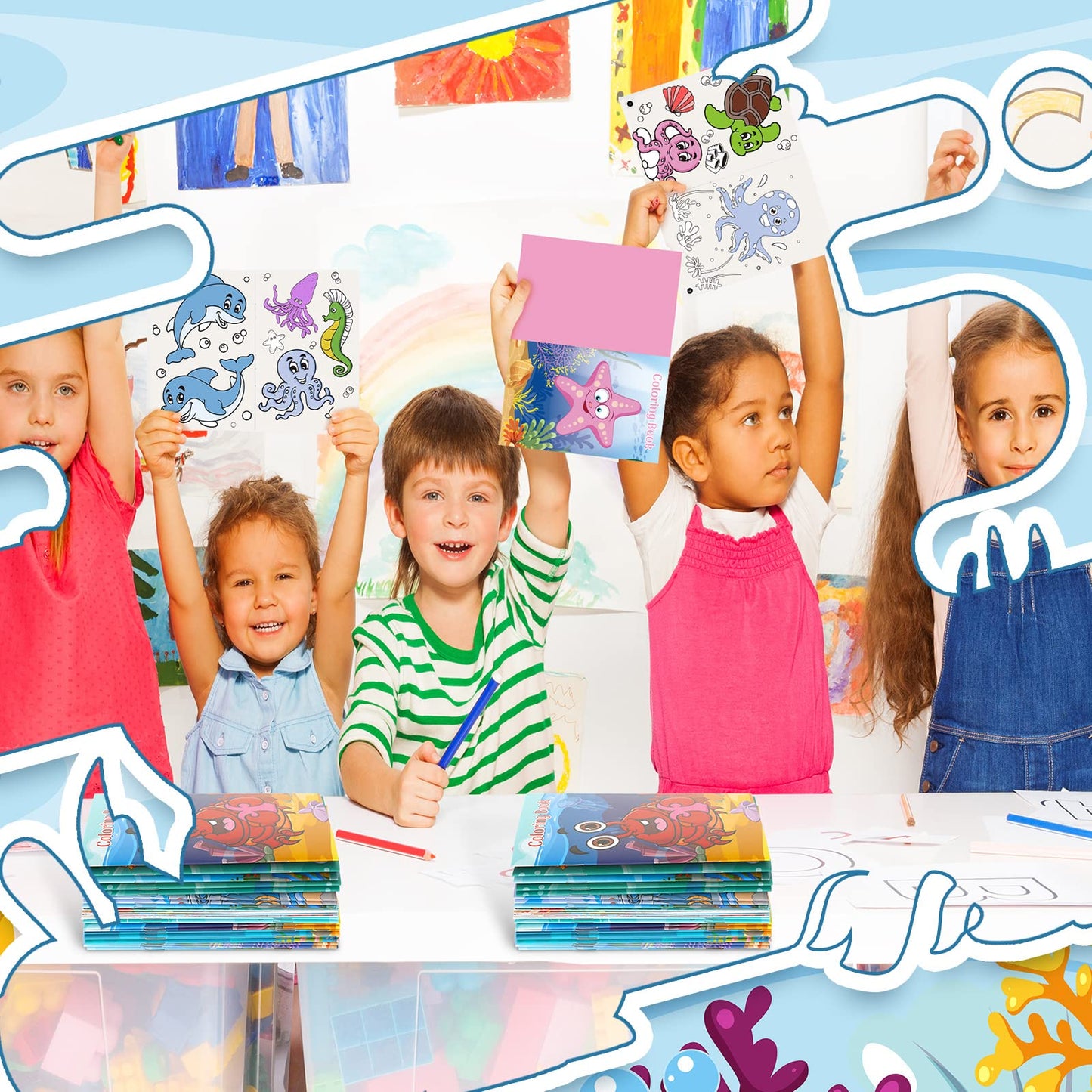 Jutom 24 Pcs Mini Ocean Coloring Books Bulk – Sea Animal Party Favors & DIY Crafts