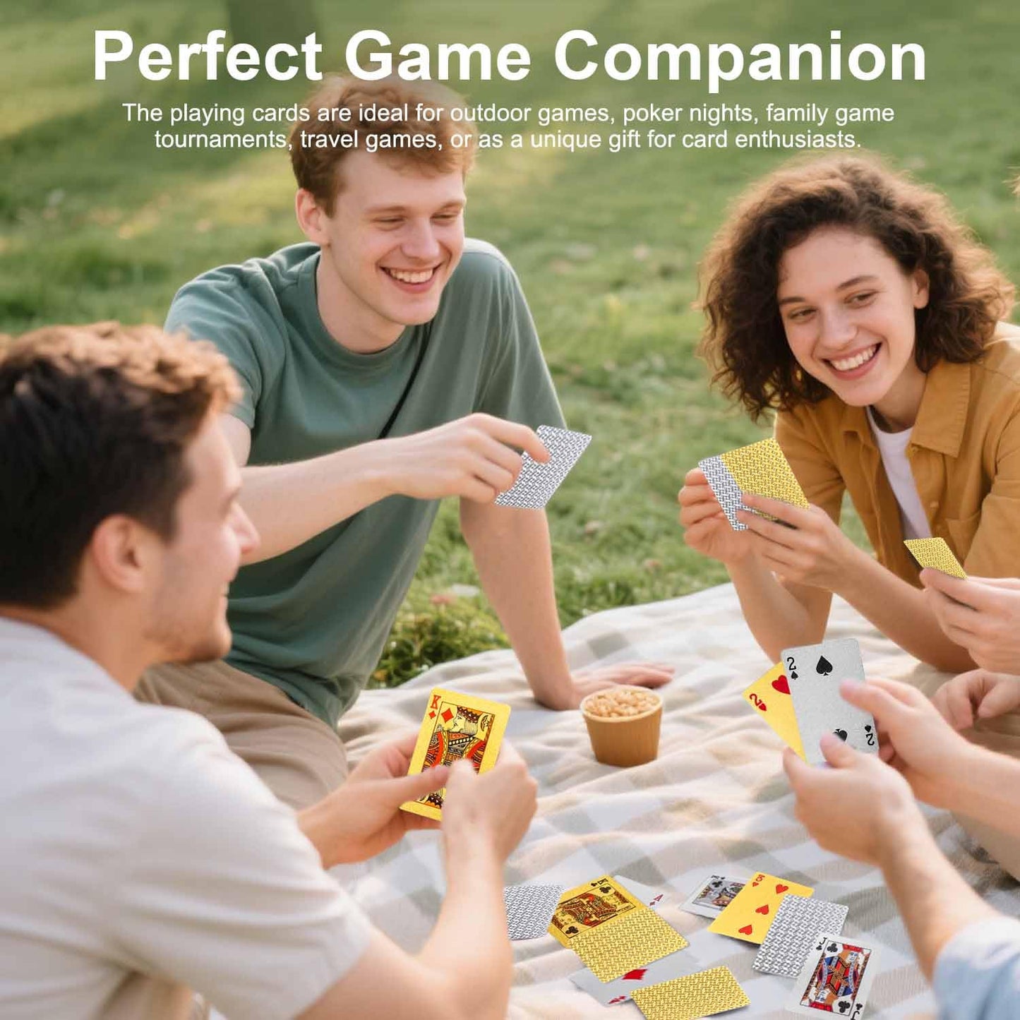 JWENUPDE Waterproof Playing Cards 2 Pack – Gold + Silver, Premium PET+PVC, Diamond Texture