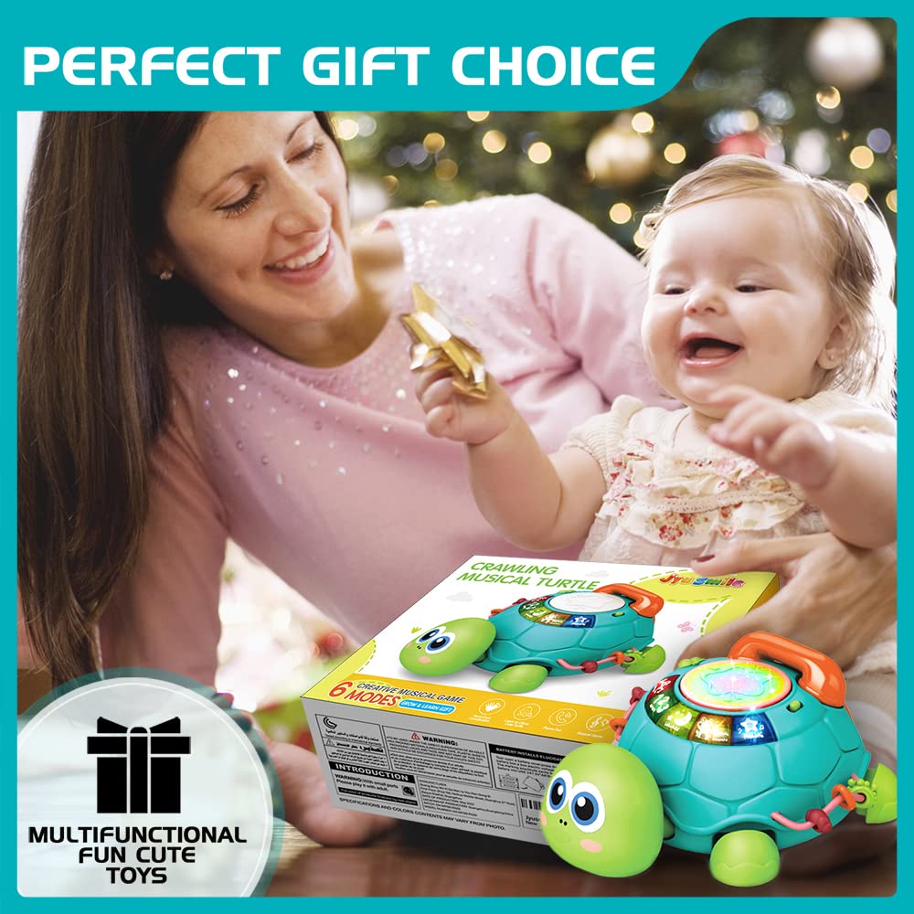 Jyusmile Baby Turtle Toy for 6-12 Months | Musical Crawling Toy with Light & Sound