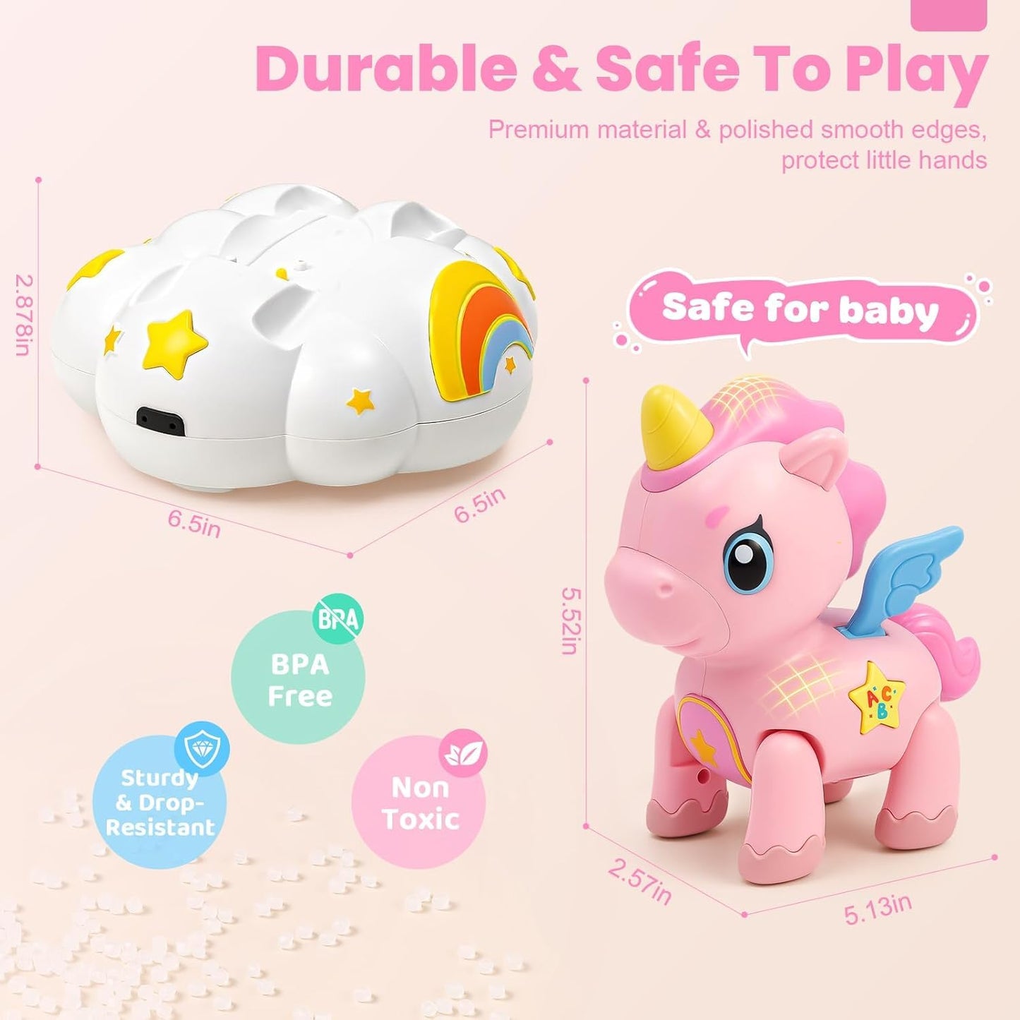 Jyusmile Musical Crawling Baby Toy 6-12 Months+ | Sensory Learning & 2-in-1 Unicorn Toy