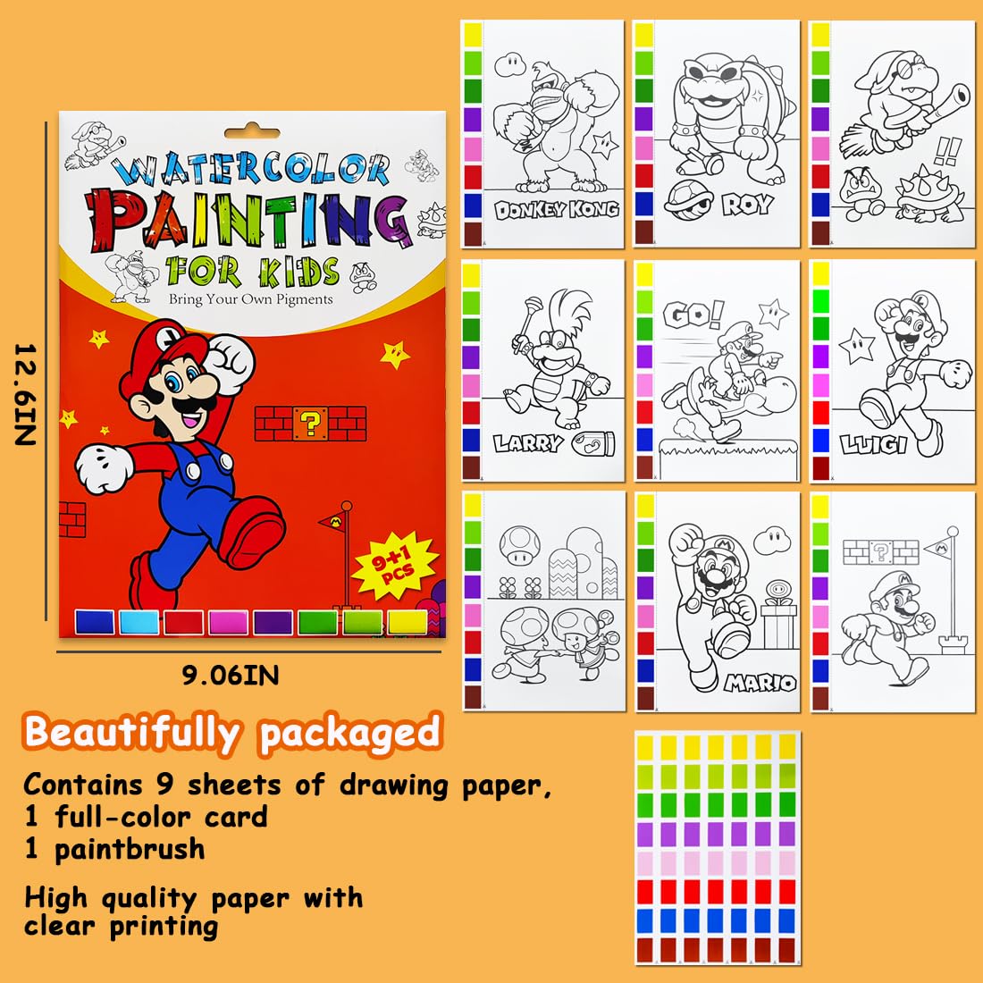 JZILU Watercolor Coloring Book for Kids - Paint with Water Magic Set & Travel Art Kit