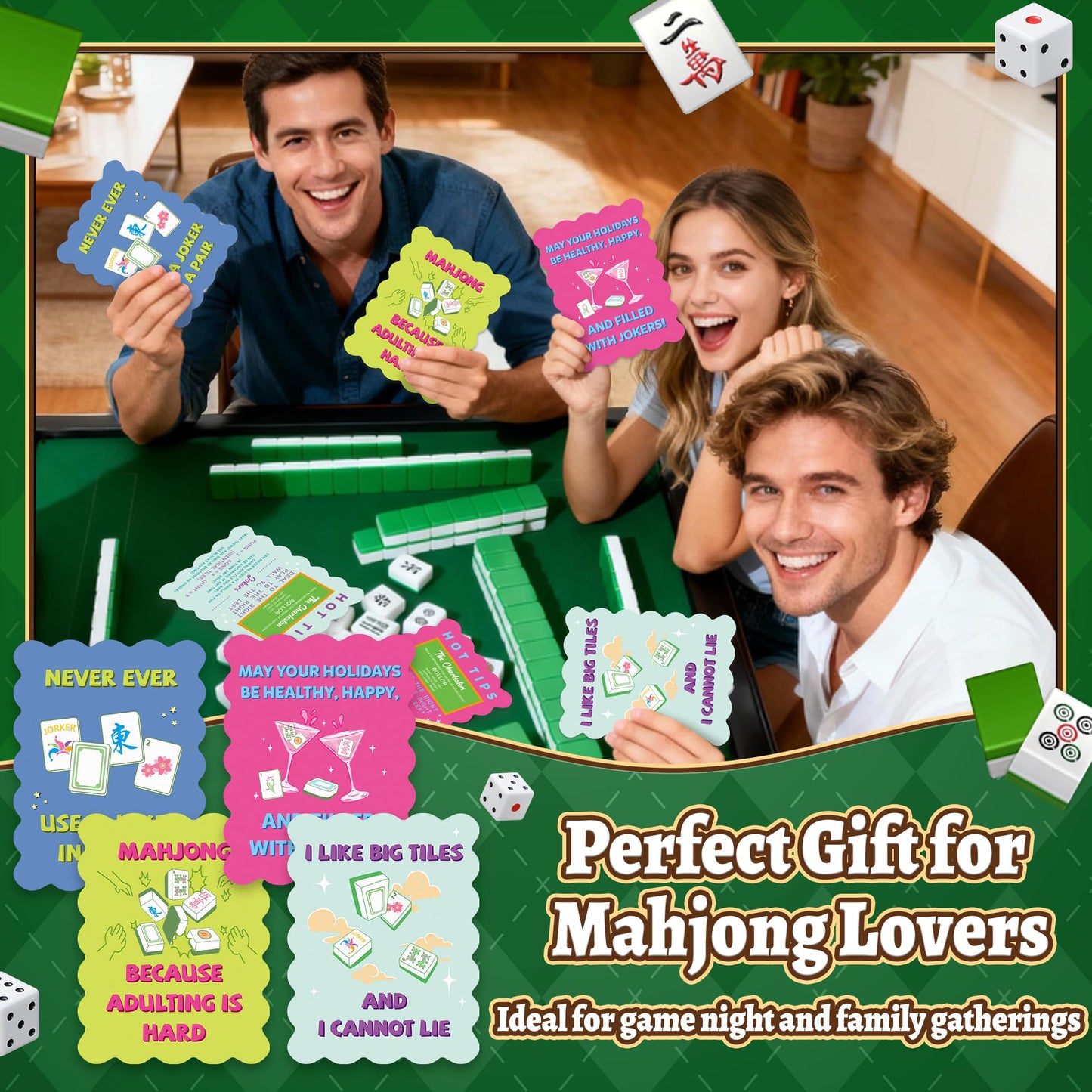 K1tpde 8PCS Mahjong Shuffler Set – Wavy Edge PVC Tiles, Storage Bag, Rules Printed