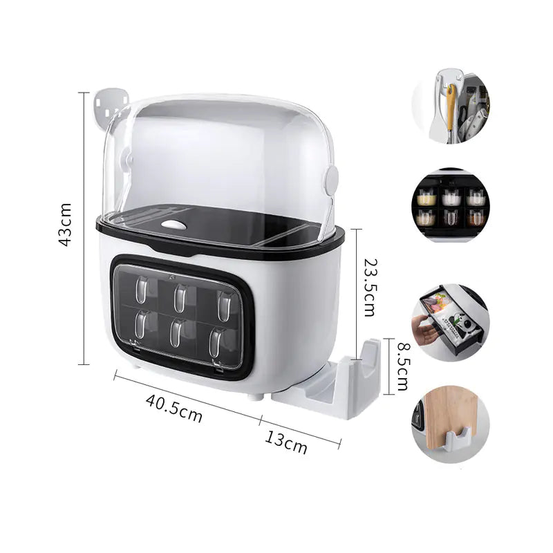 Multifunctional Kitchen Storage Box – Seasoning & Utensil Organiser