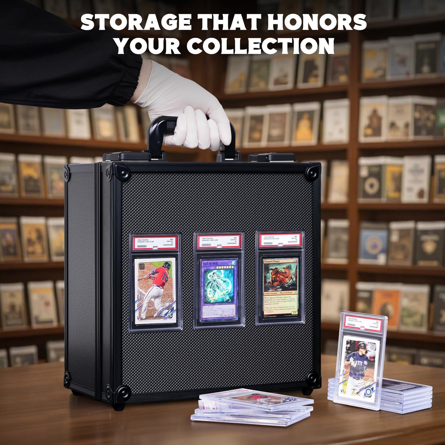 Kabinka Graded Card Storage Box with Display Window — TSA Locks & 110+ Card Capacity