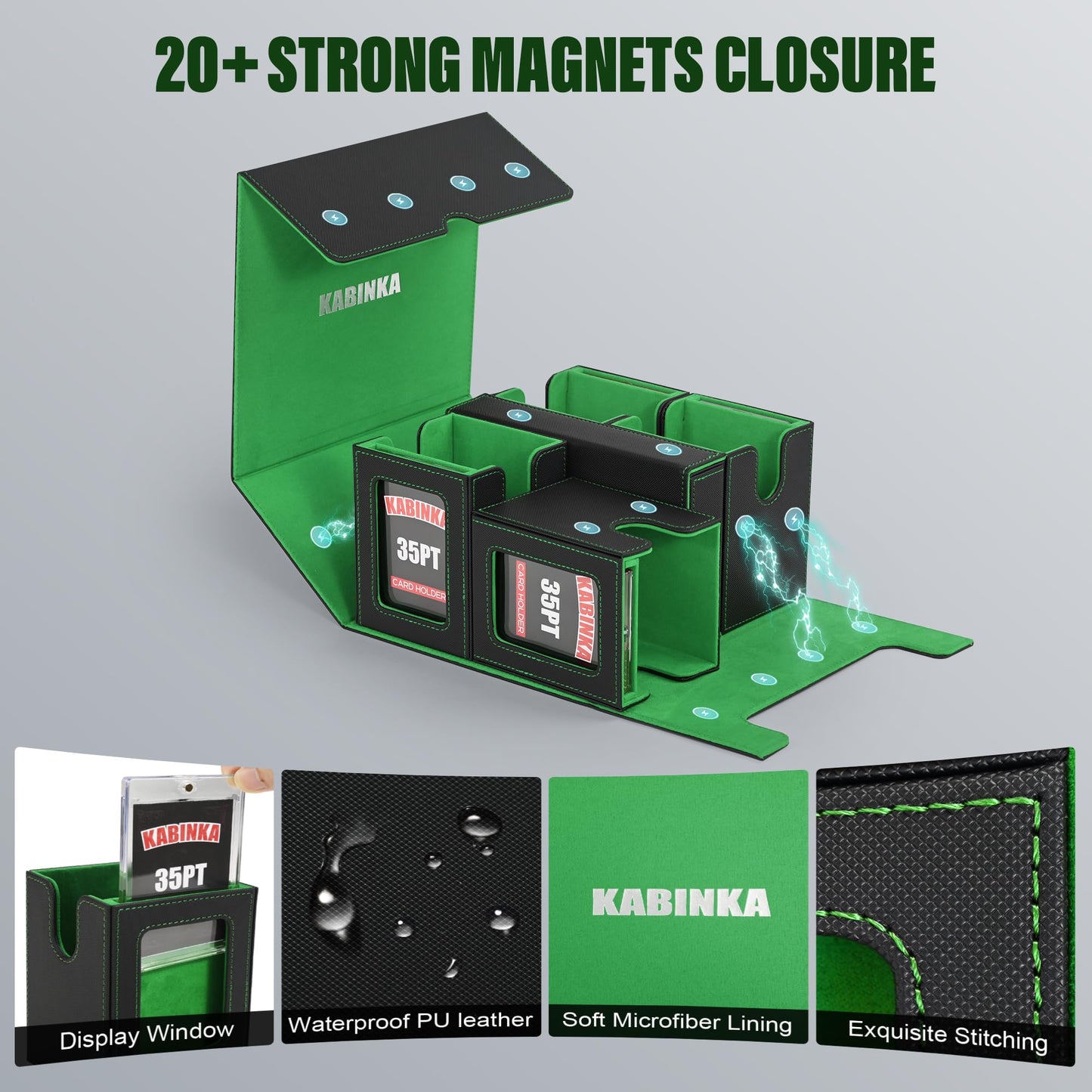 Kabinka 5 in 1 Deck Box for MTG – 400+ Cards, Magnetic Holders, Dice Tray