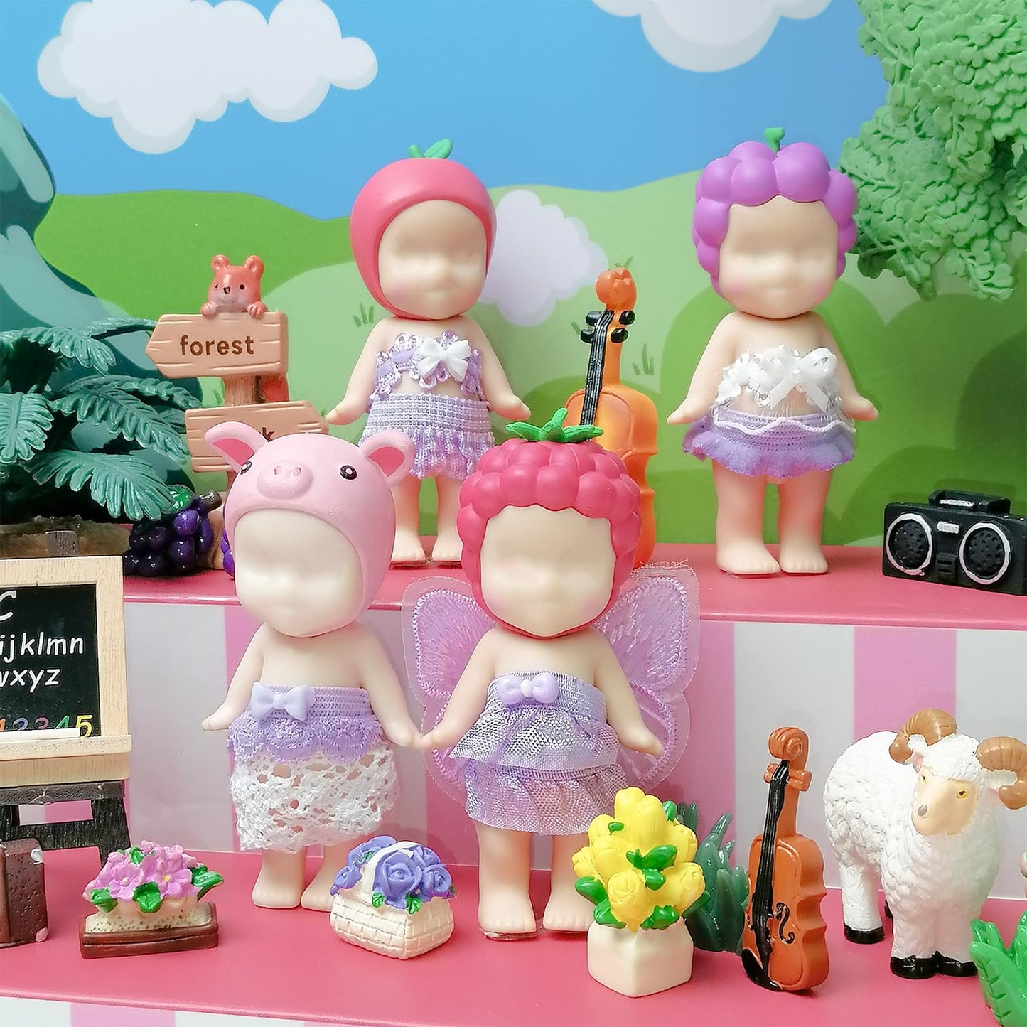Kaitiaki 4 Sets Mini Doll Clothes for Sonny Angel – Lavender Whimsy (3in)