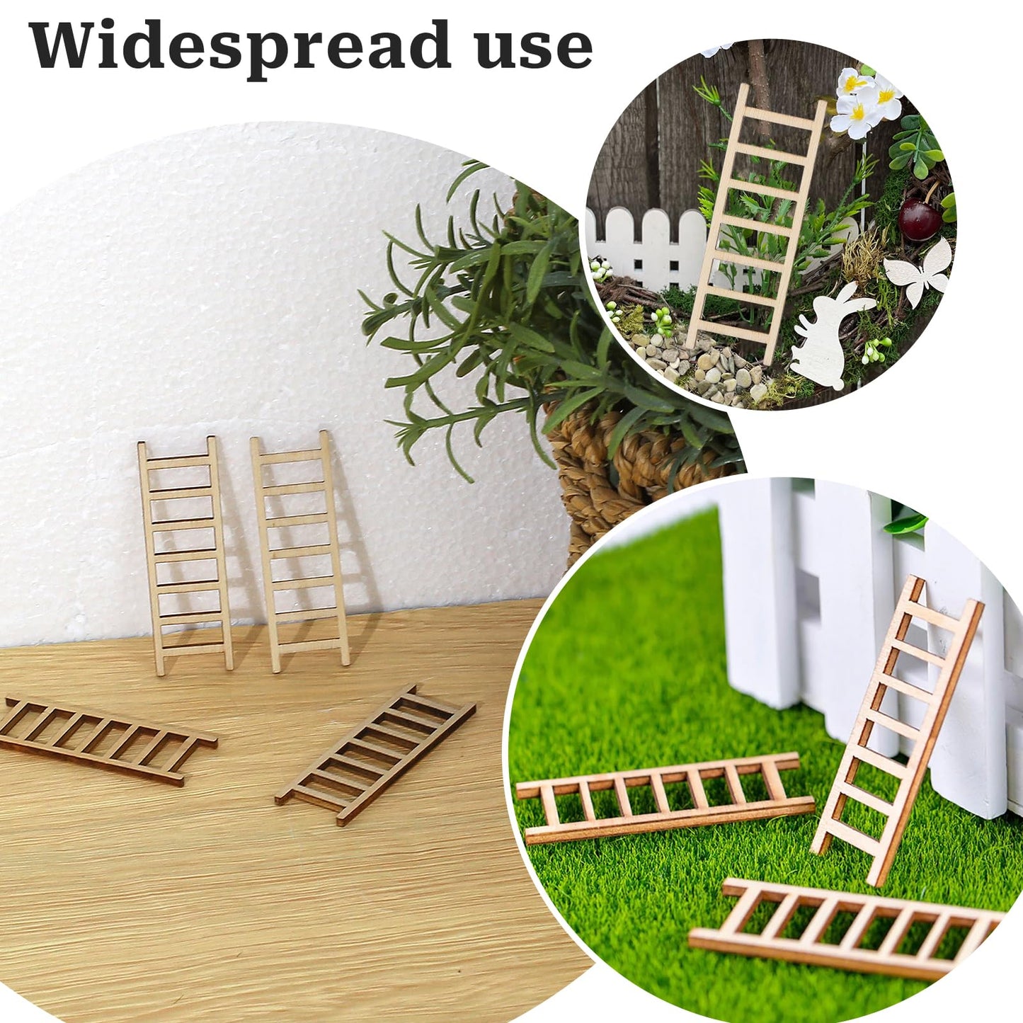 Kalione 20 Pcs Mini Garden Ladder – Wooden Dollhouse Decor, 2.36'' x 0.78''
