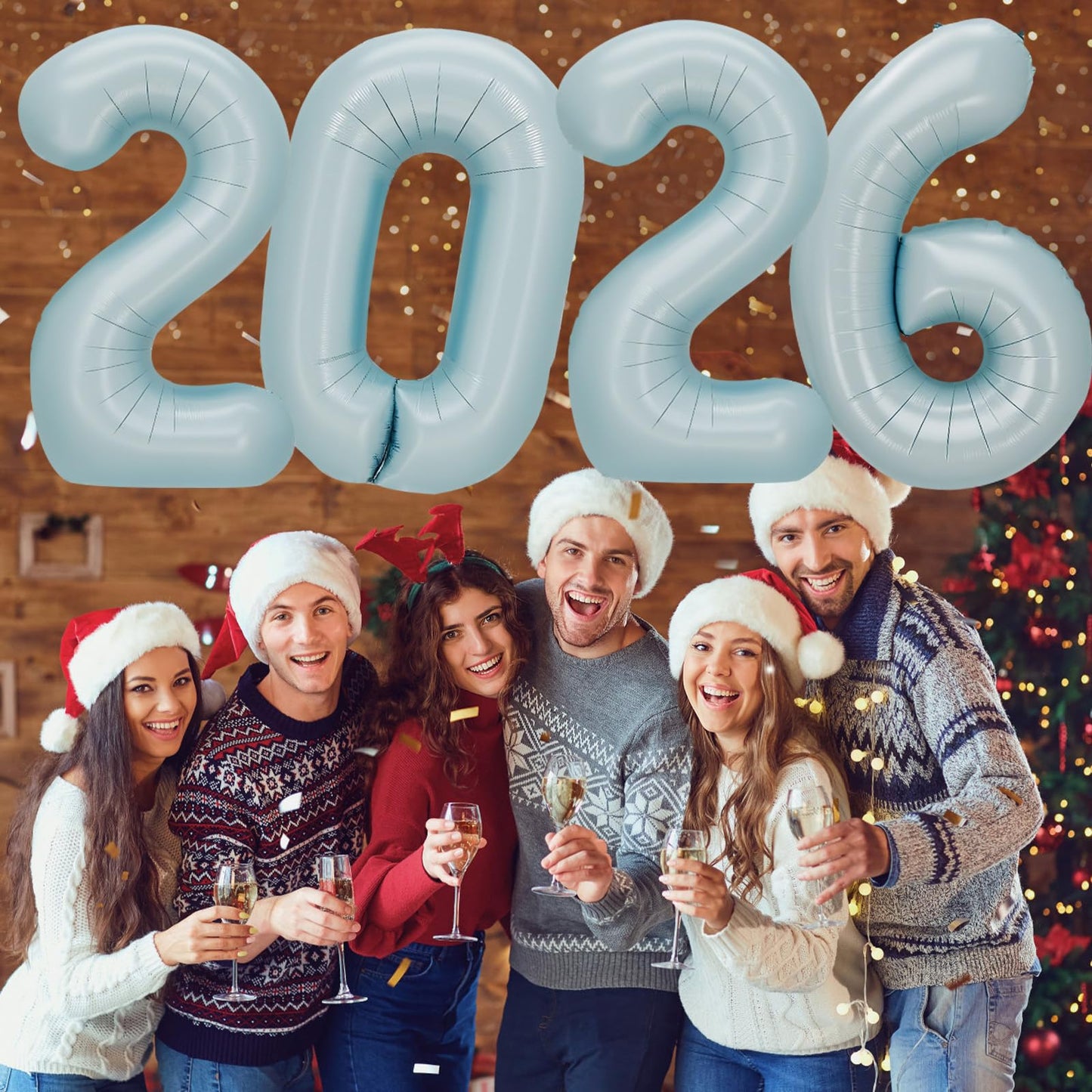 KALOR 42-Inch 2026 Pastel Blue Foil Number Balloons – New Year & Graduation Party Decor