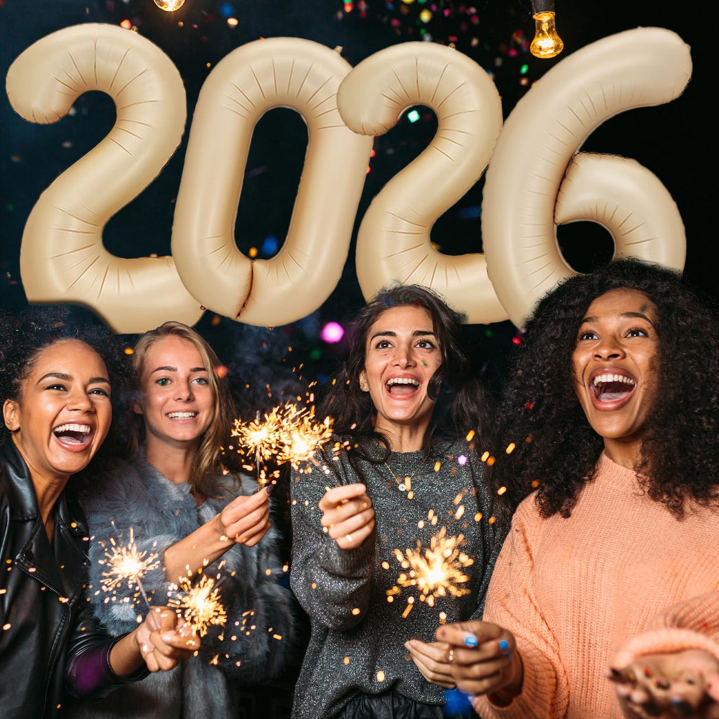 KALOR 42-Inch 2026 Caramel Foil Mylar Number Balloons – New Year & Graduation Decor