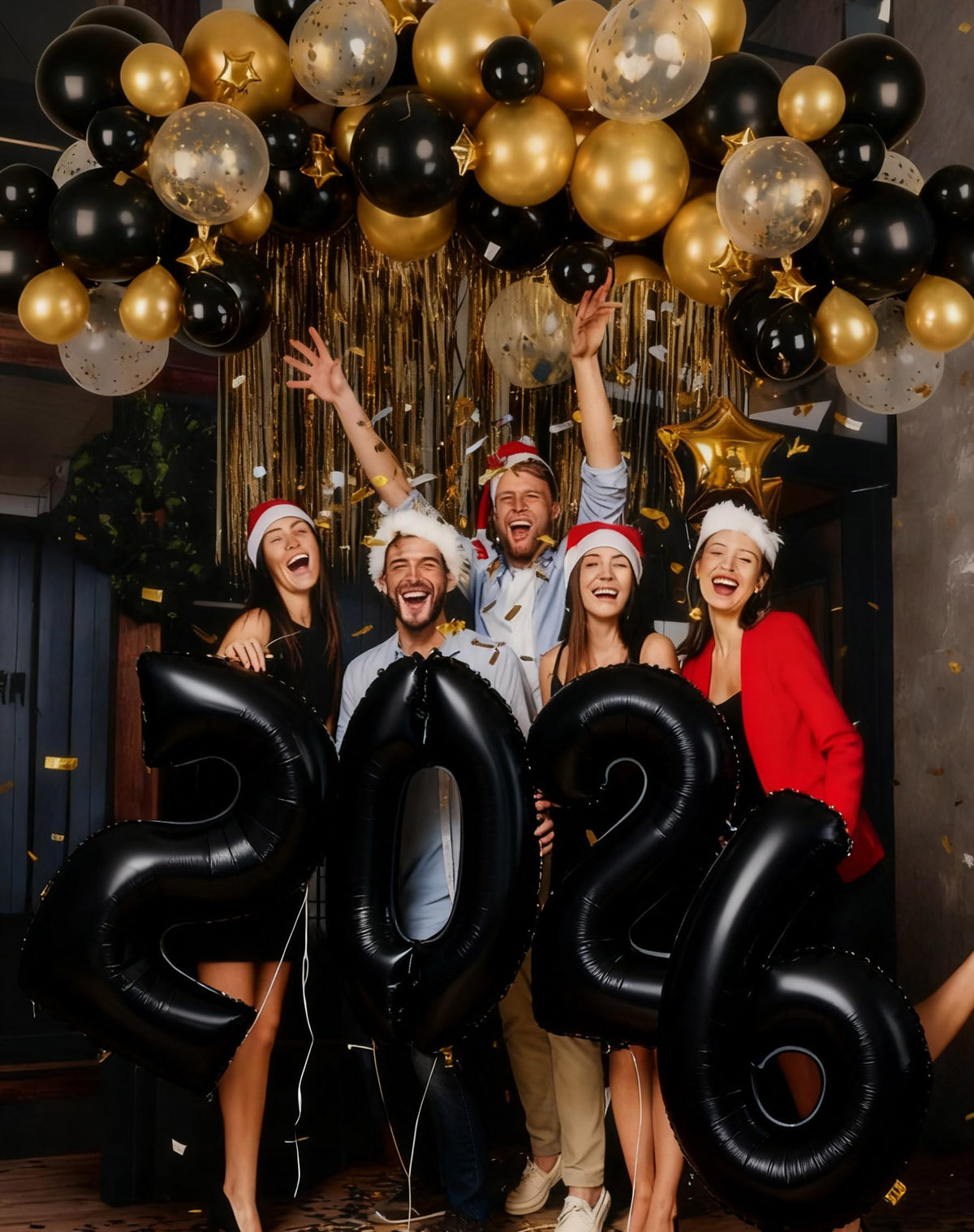 KALOR 42-Inch 2026 Black Foil Mylar Balloons for New Year and Graduation