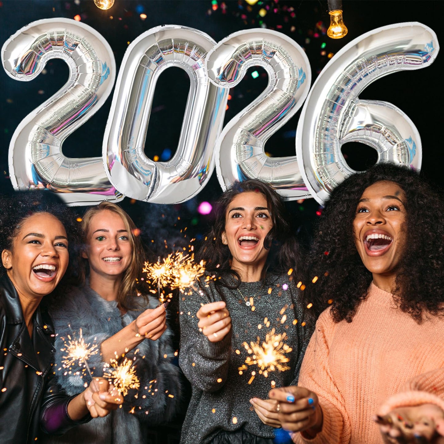 KALOR 32 Inch 2026 Silver Foil Number Balloons – New Year & Graduation Decor