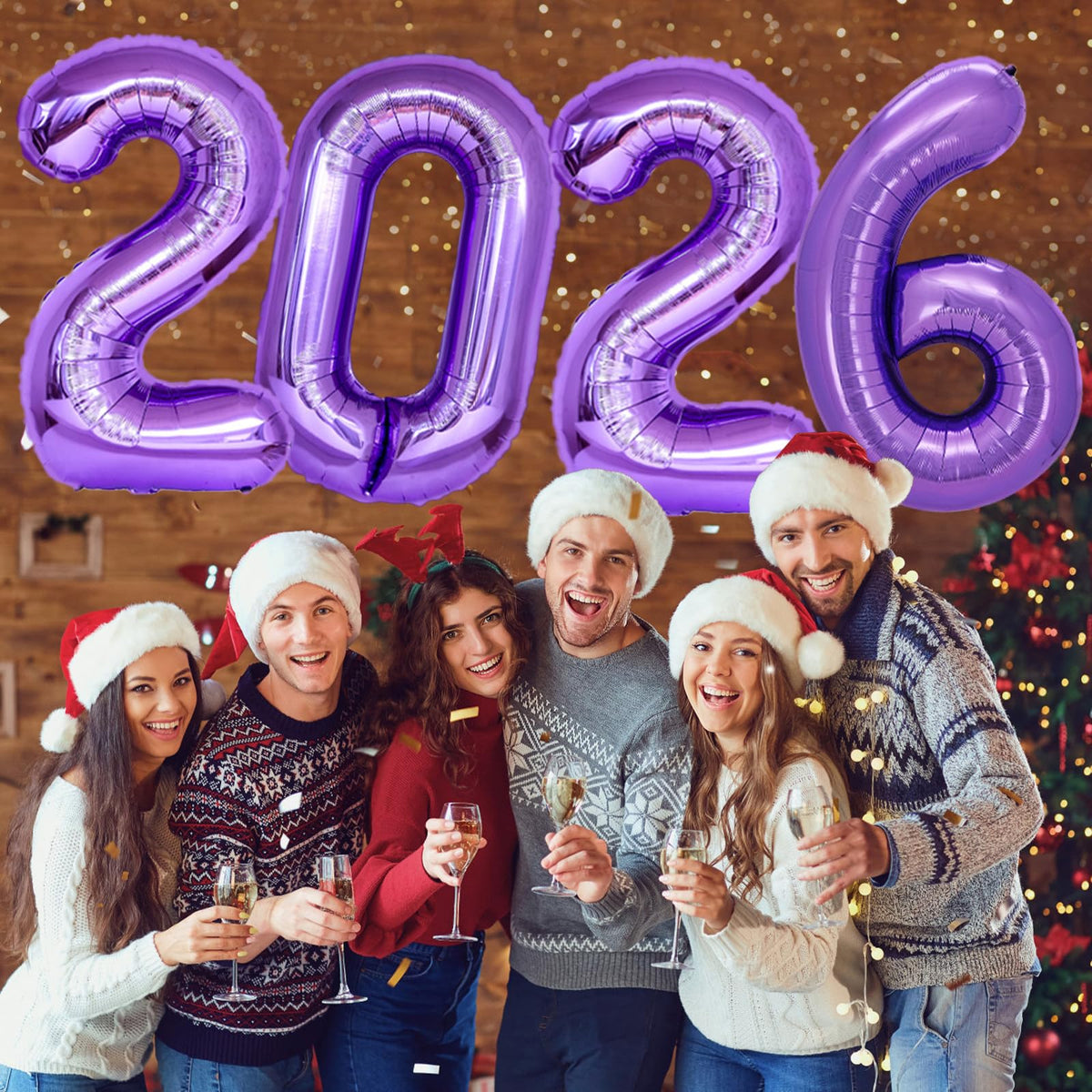 KALOR 42-Inch 2026 Purple Foil Mylar Balloons – New Year & Graduation Decor