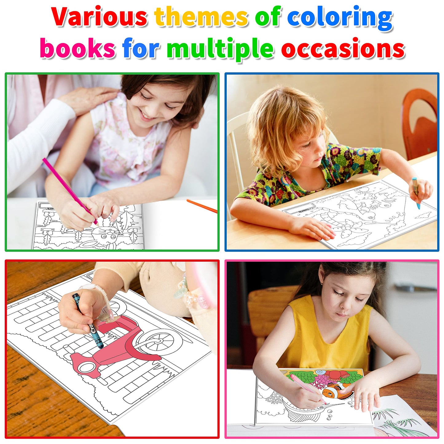 Kalysky 4Pack Large Coloring Books for Toddlers & Kids 2-8 — 8.5x11 inch, 96 Unique Patterns