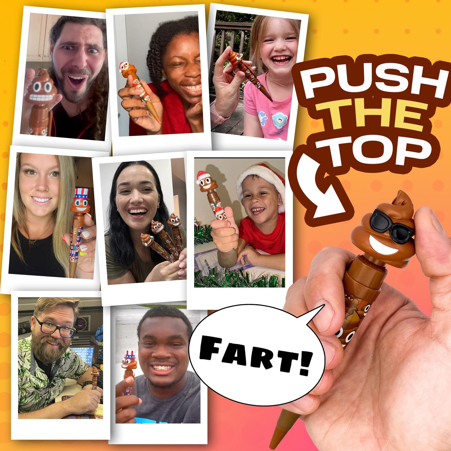 Kamhi World Farting Poop Pen with 7 Sounds — Easter Gag Gift for Teens & Kids