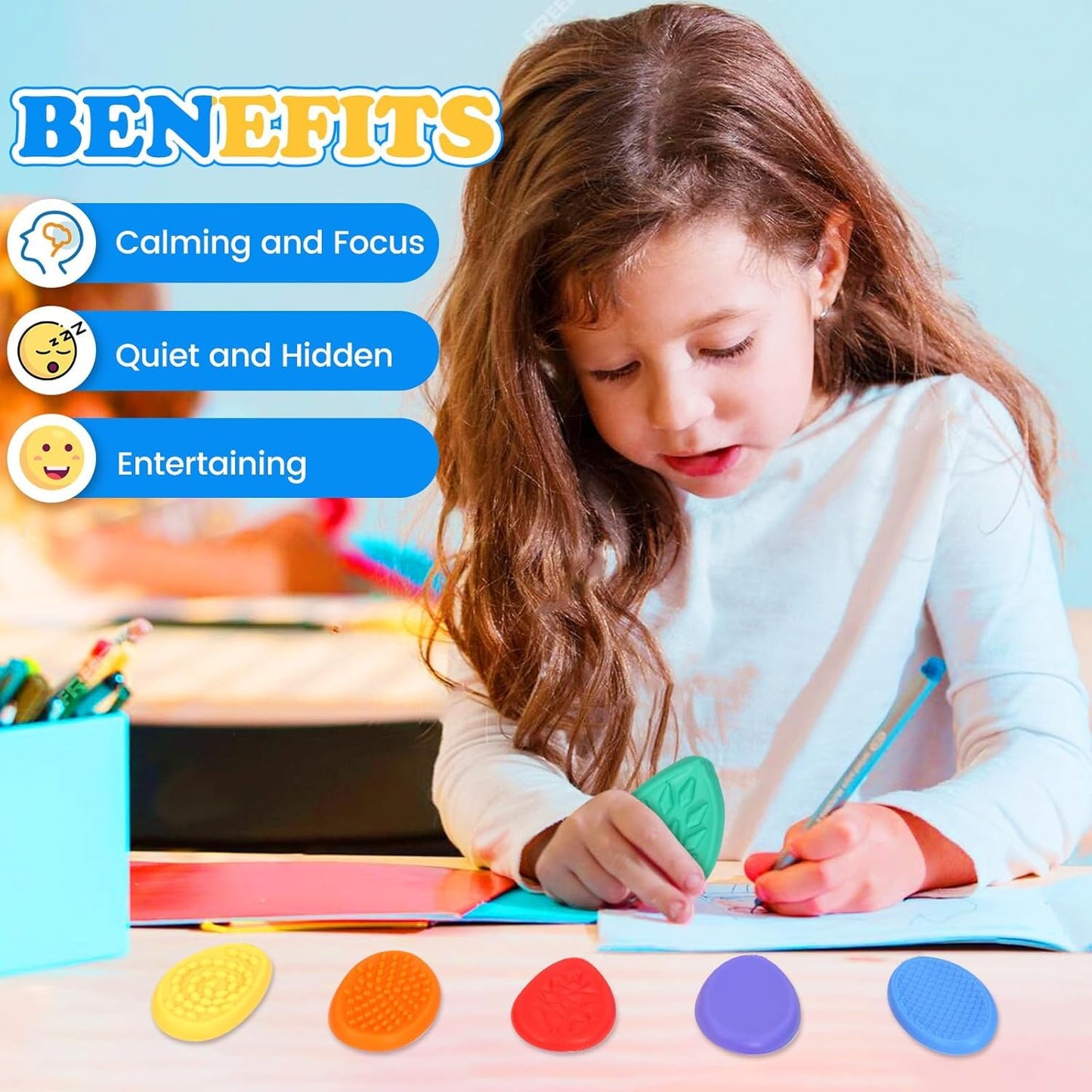 KaneStar007 48PCS Random Color Fidget Toys — Textured Sensory Stones for Kids, Calming & Focus (Classroom Prizes)