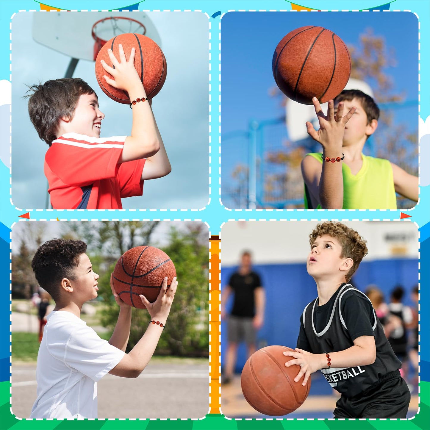 Kannove Basketball Valentines Bracelets - 30 Pack Classroom Gifts for Kids