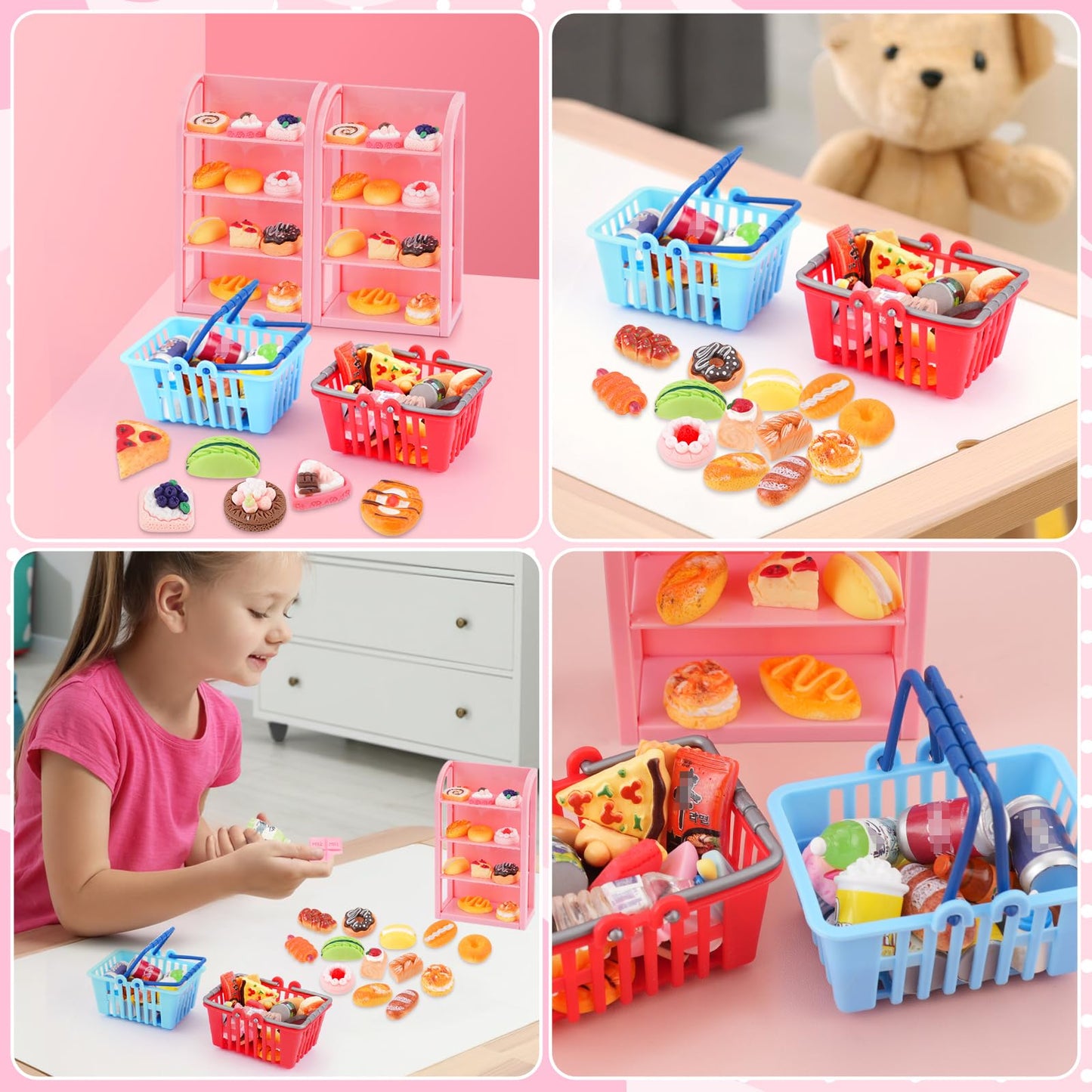 Kapeiluo 50Pcs Miniature Drink Bottles & Food Cans for 1:12 Dollhouse