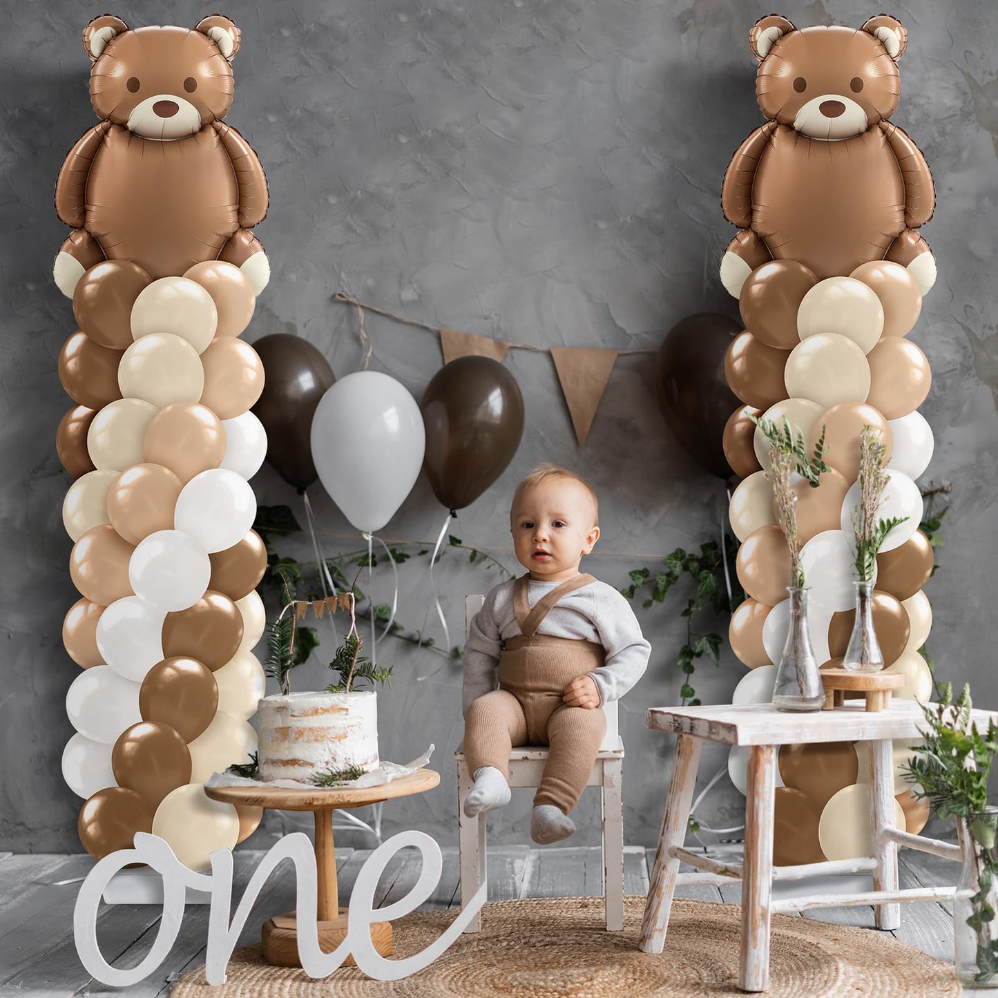 Kasyat 2-Set Bear Balloon Column Stand Kit | Baby Shower & Party Decor
