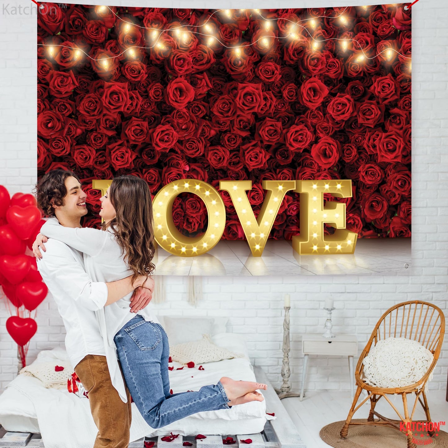 KatchOn 7x5ft Fabric Love Backdrop | Valentine Photography Backdrop
