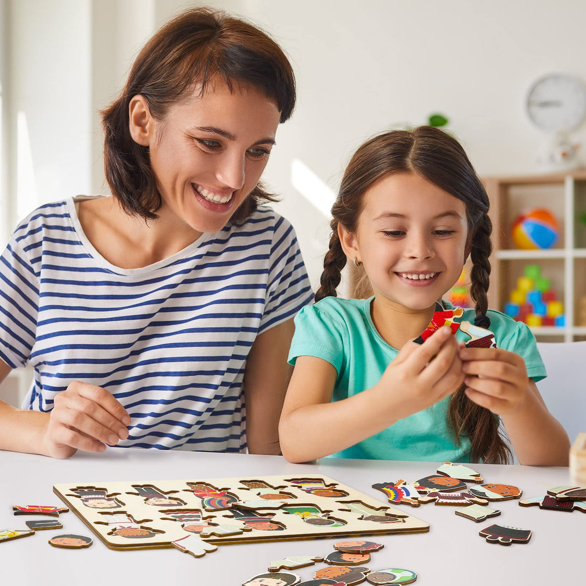 Kathfly Wooden Multicultural Doll Puzzles – Interchangeable Dress Up Diversity
