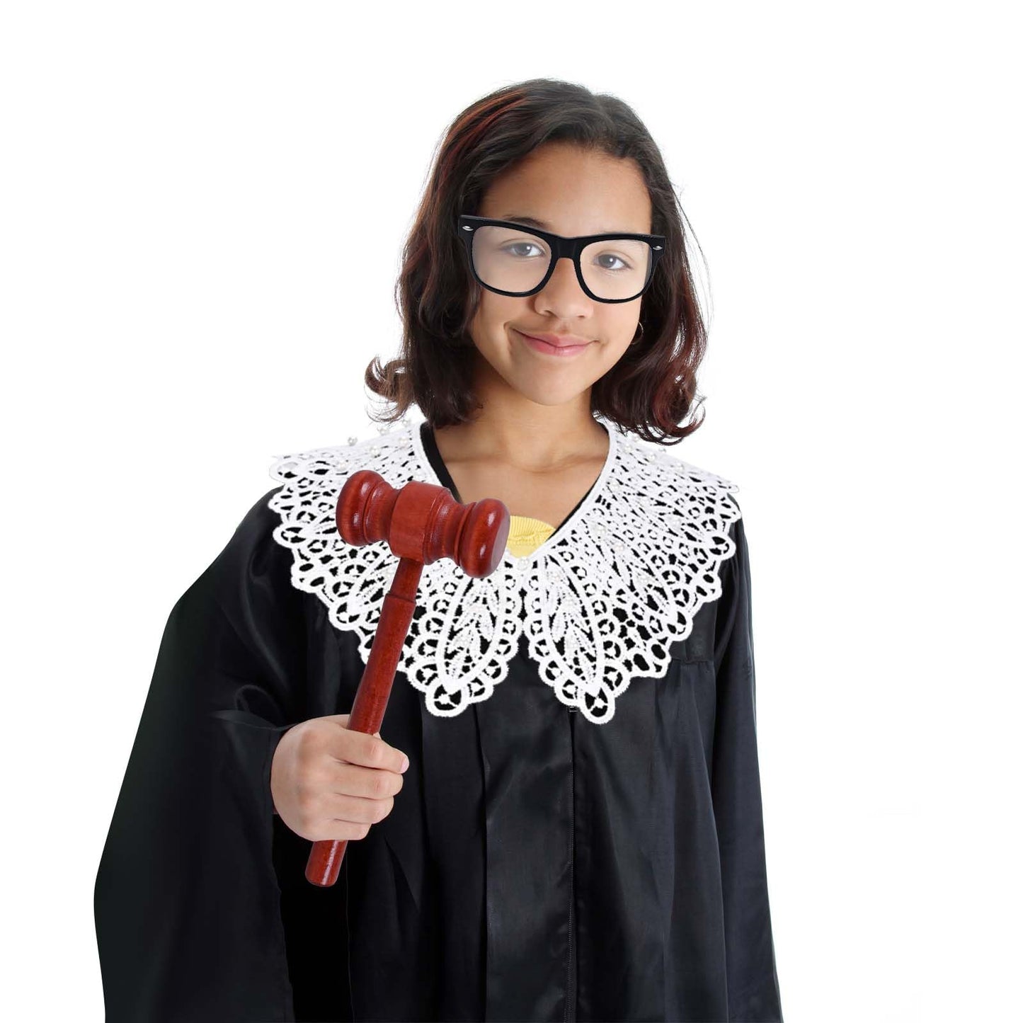 Kavoc 4 Pcs Kids Judge Costume Set — Robe, Collar, Gavel & Glasses for Halloween & Career Day