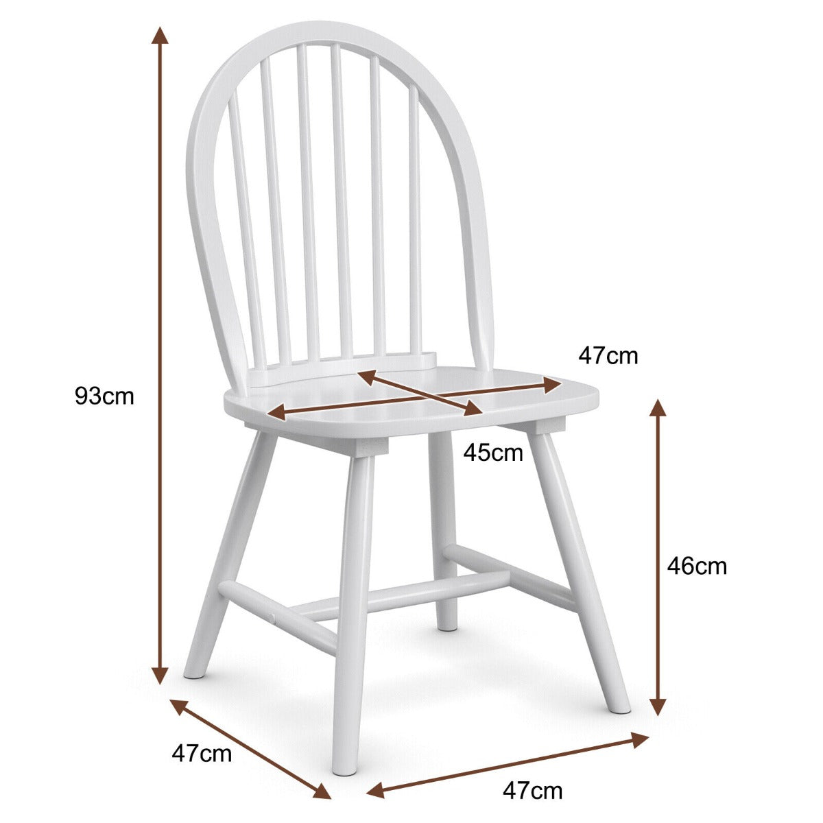 2 Piece Wooden Kitchen Dining chairs with High Spindle Back-Black