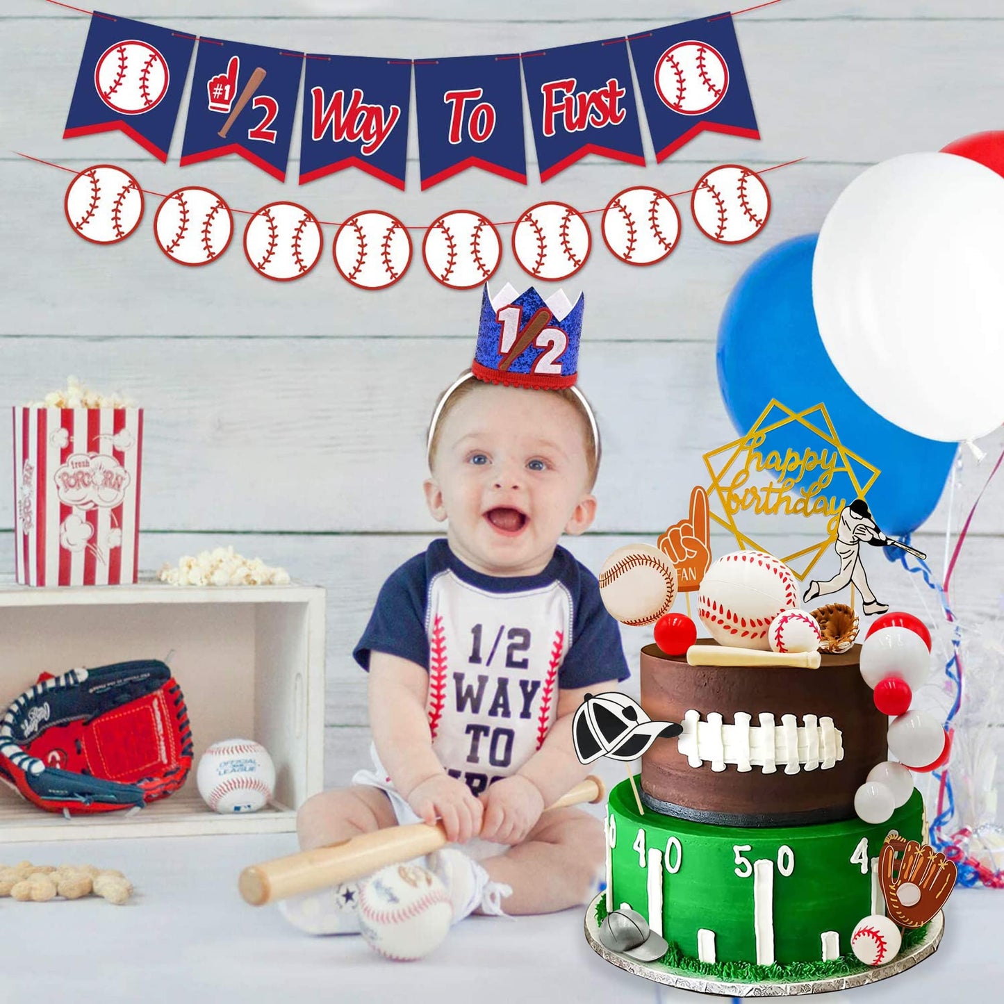 KDPATFAV Baseball Cake Decorations - Sports Theme Birthday Topper Kit