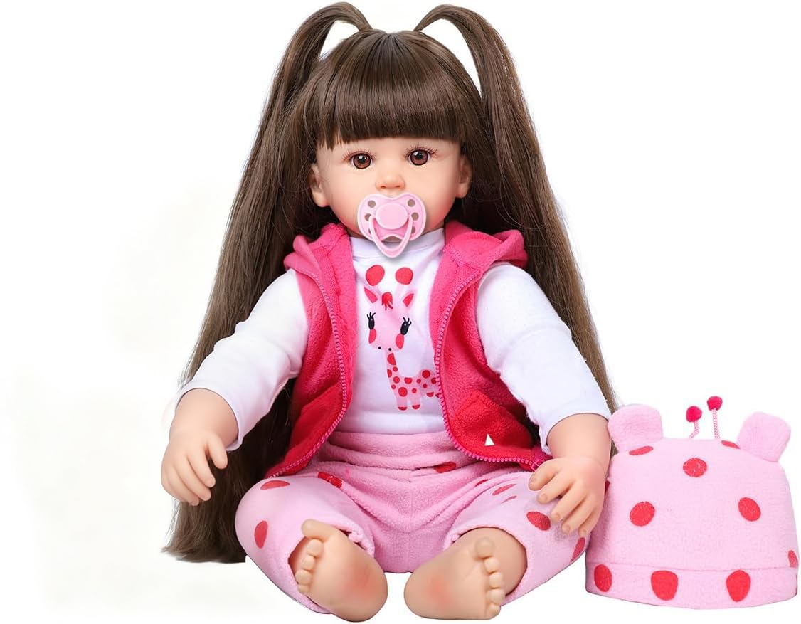 Kdudgso Reborn 24-Inch Realistic Toddler Doll — Long Hair, Gift Box, Pacifier, Birth Certificate