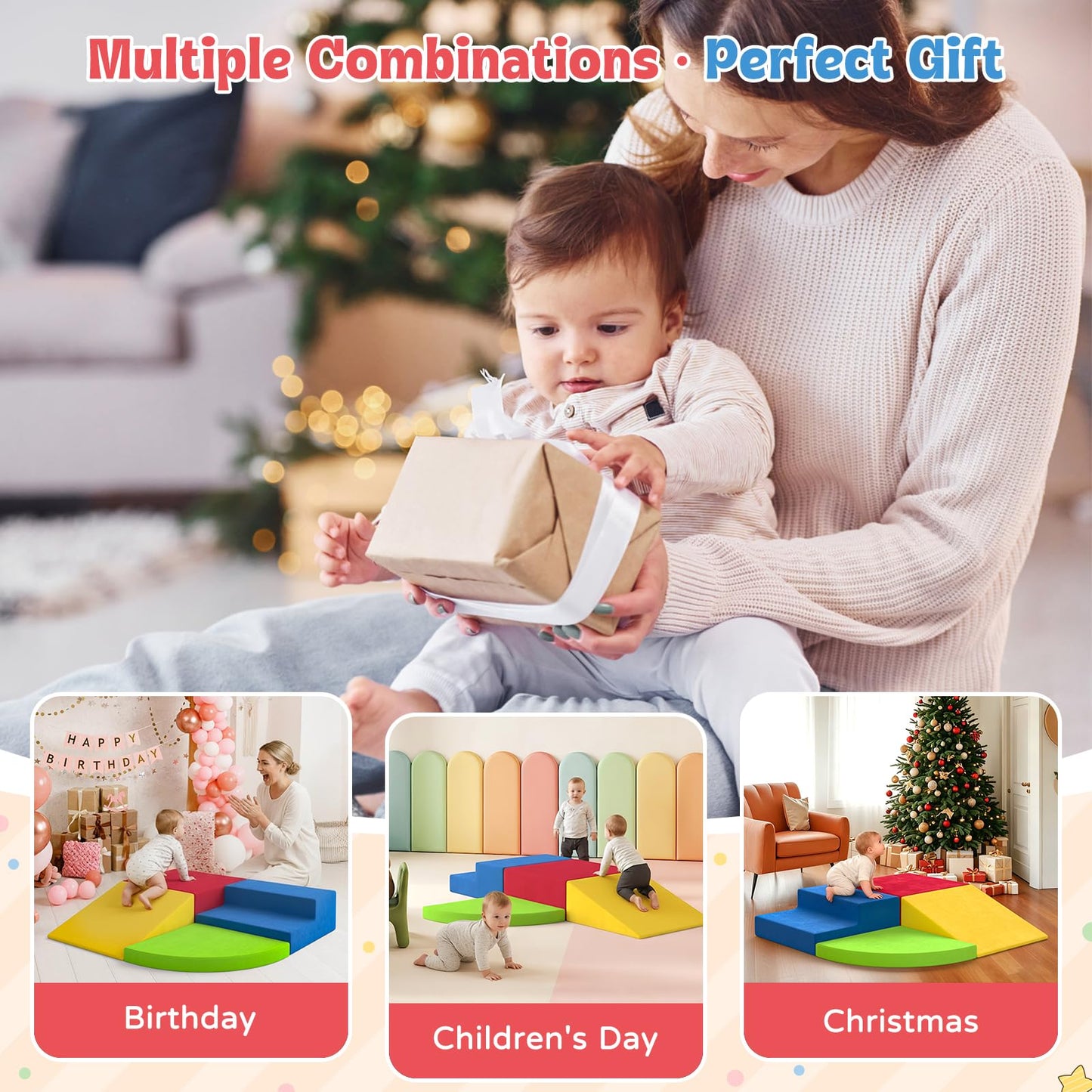 KEALIANA Large Foam Climbing Blocks for Toddlers – 4-Piece Soft Play Set
