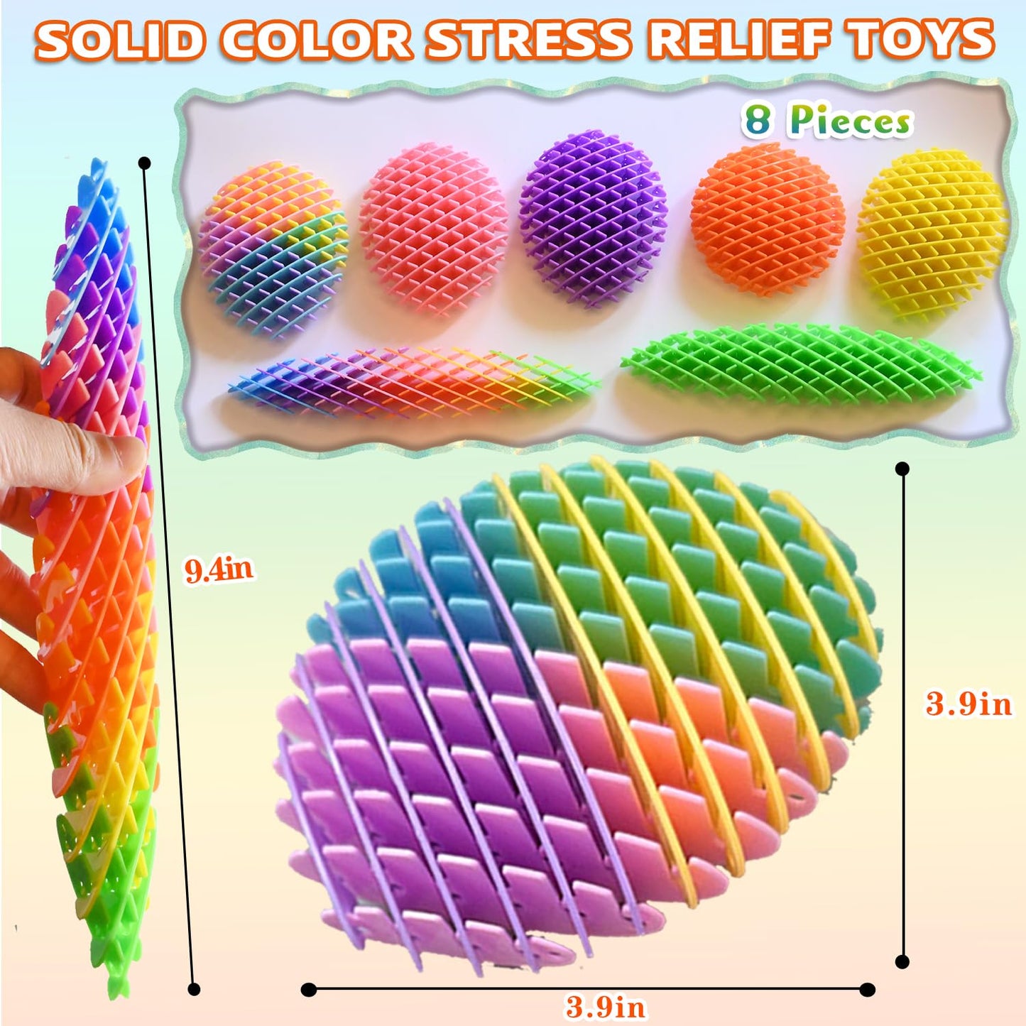 KEJIH Fidget Worm Toy 8pcs – Multi-Color Stretch Fidget Toys for Stress Relief