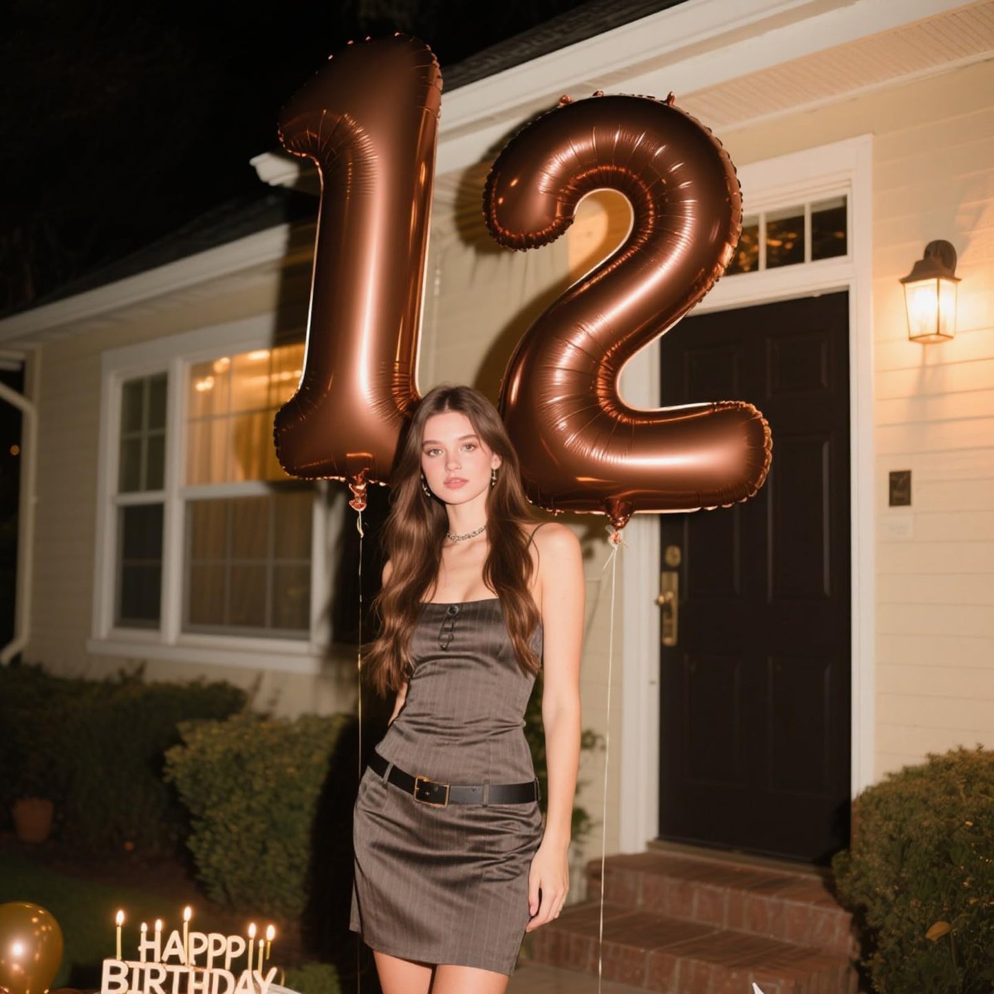 Kelfuoya 40 Inch Dark Brown Number 12 Balloon – Jumbo Mylar Foil Helium Balloon for 12th Birthday & Anniversary