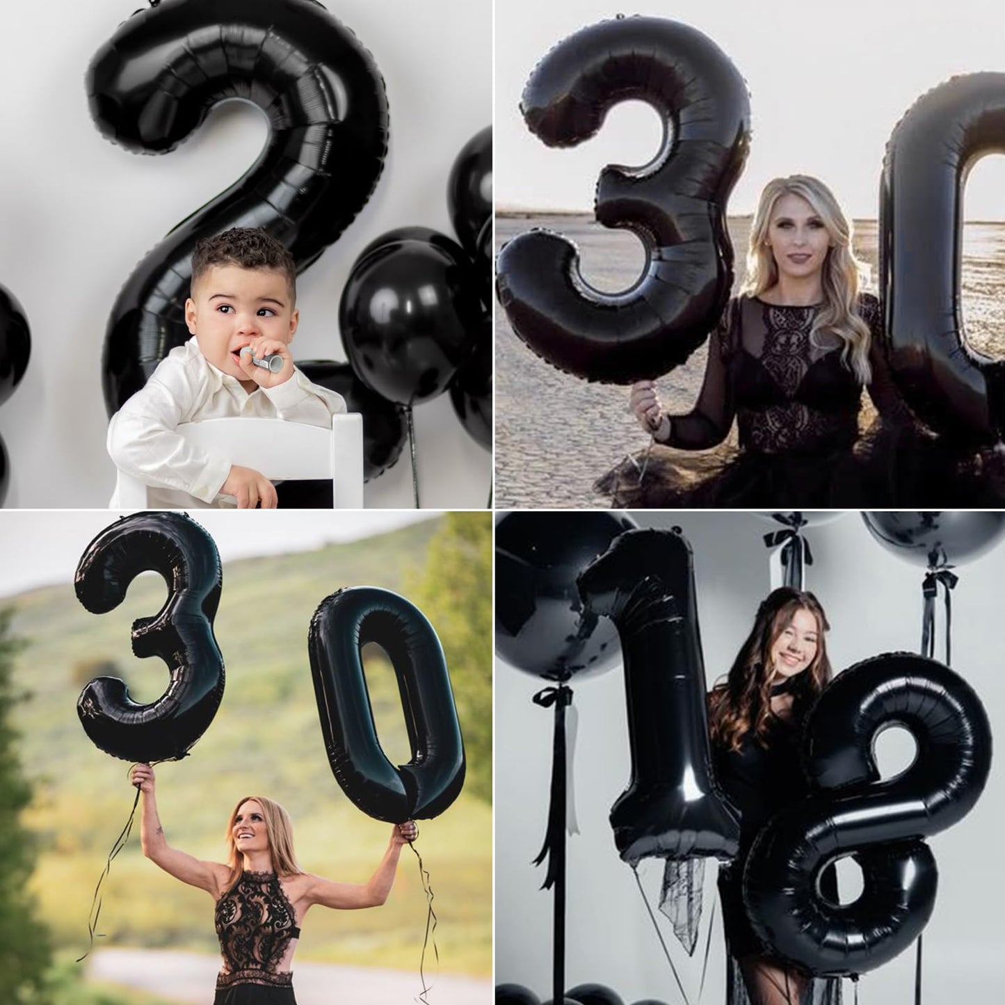 Kelfuoya 40-Inch Black Number 14 Digital Balloon – Jumbo Mylar Foil Number Balloon for Birthday Parties & Weddings
