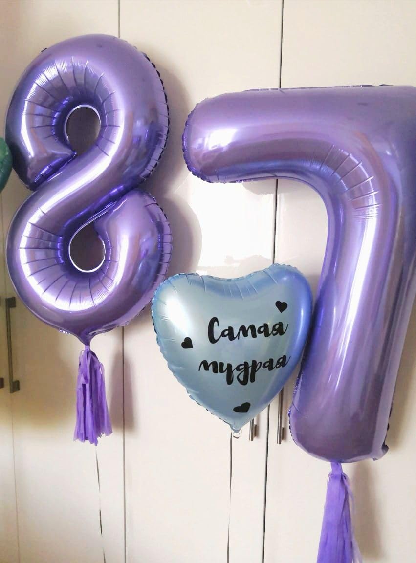 Kelfuoya 40-Inch Purple Number 8 Foil Balloon – Giant Mylar Helium Balloon for Birthdays & Anniversaries