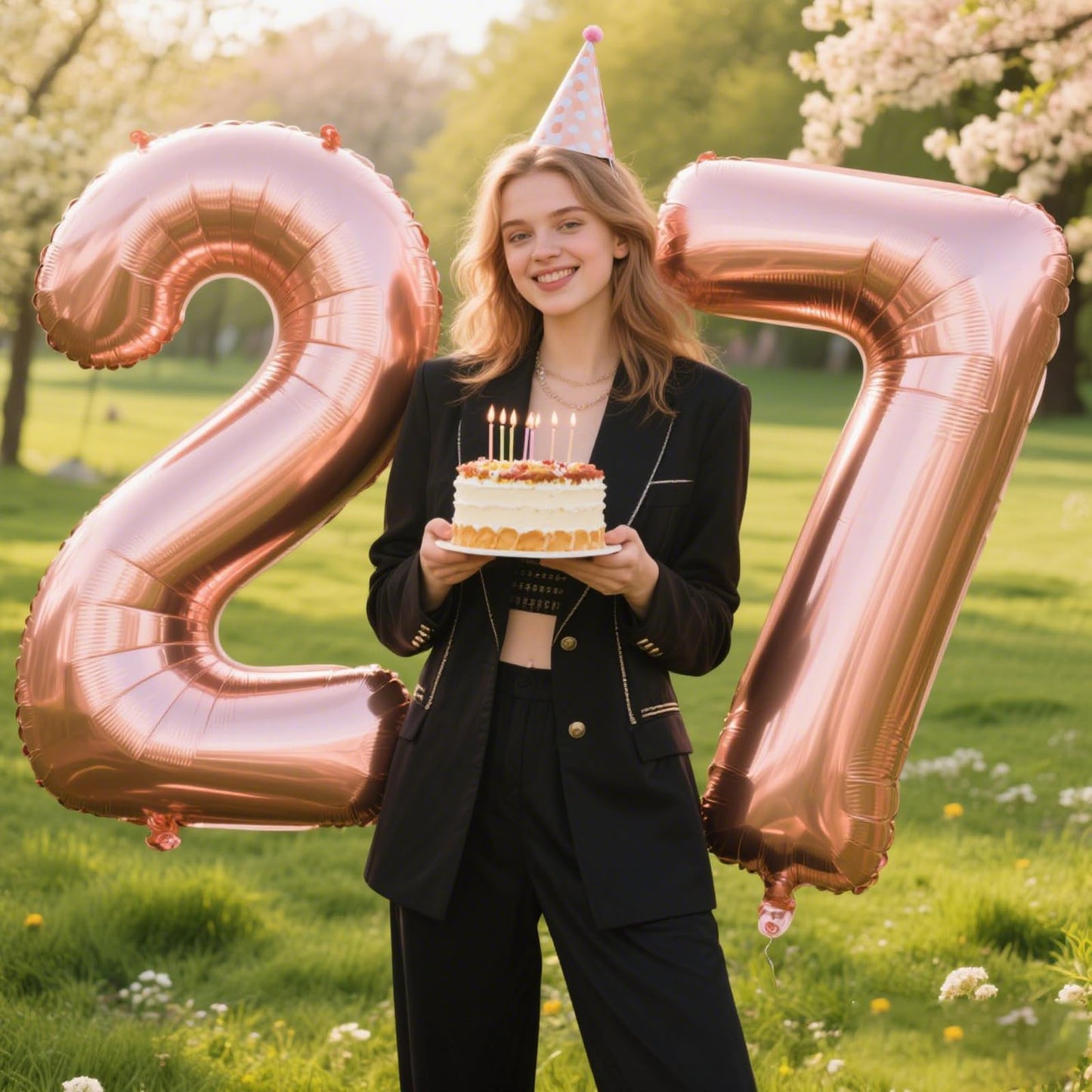 Kelfuoya Rose Gold 40-Inch Number 7 Foil Mylar Balloon - Giant Party Balloon for Birthday & Anniversary