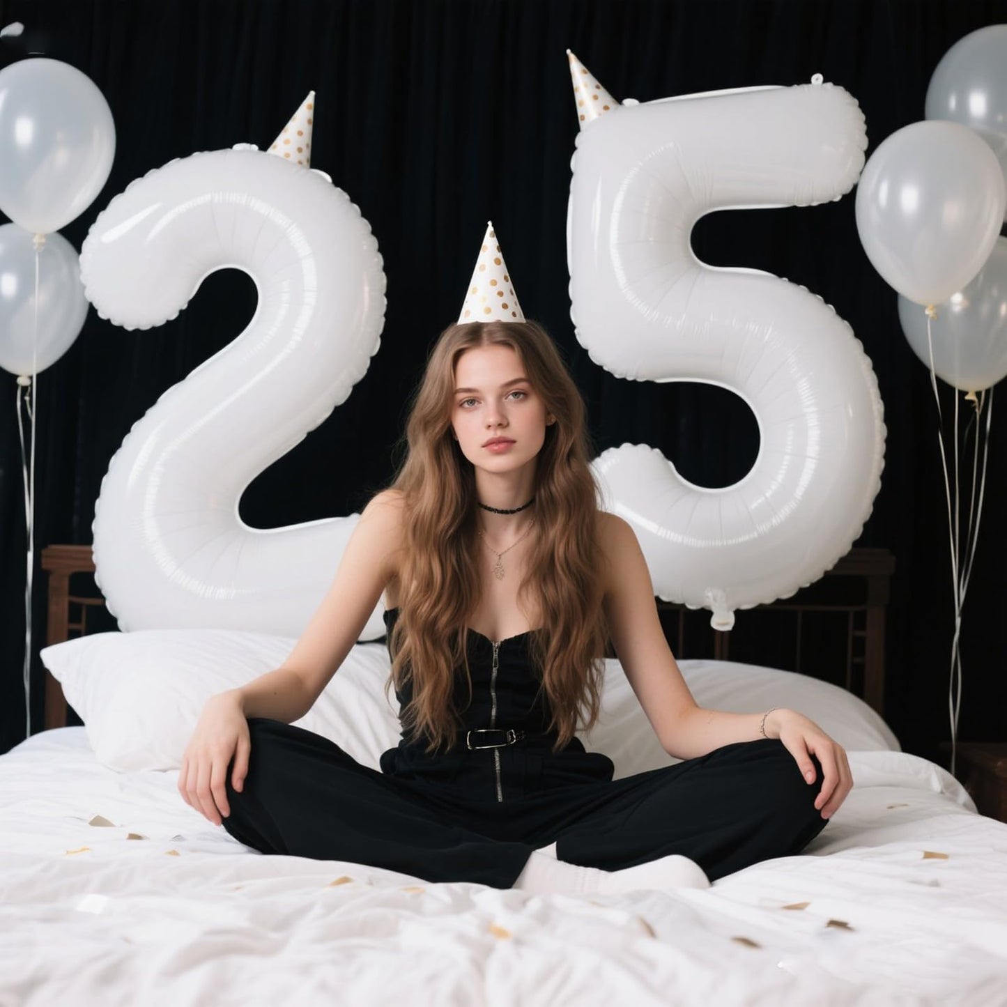 Kelfuoya 40-Inch White Number 25 Digital Balloon – Jumbo Mylar Foil Birthday & Anniversary Balloon