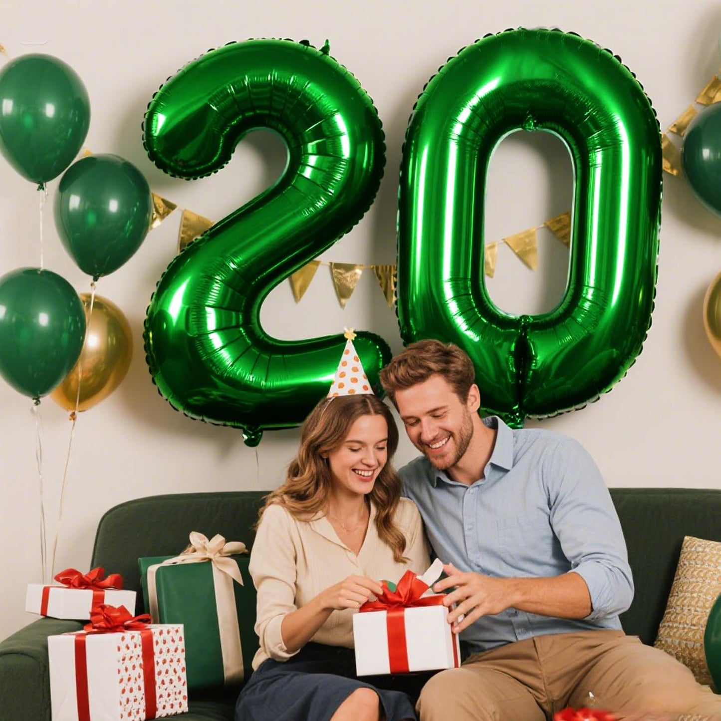 Kelfuoya 40-Inch Green Number 20 Balloon – Jumbo Mylar Foil Party Decor for Birthdays & Anniversaries