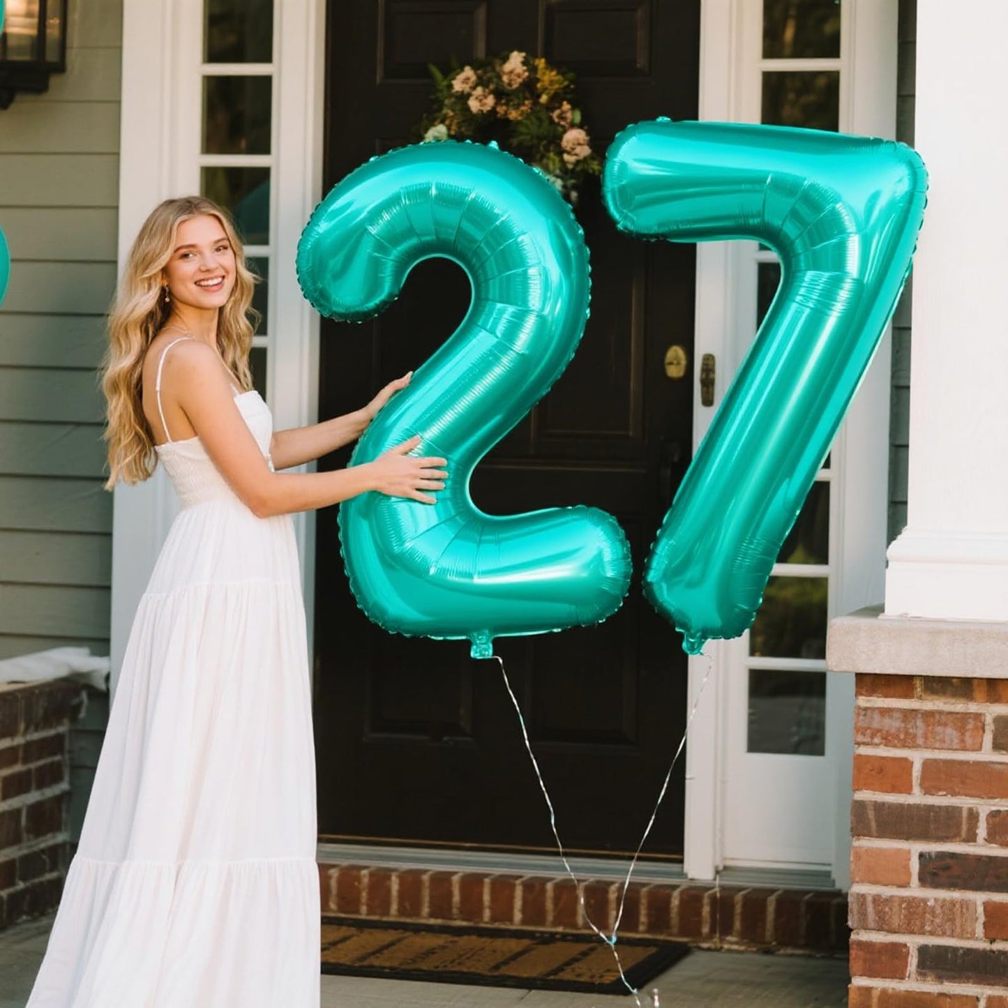 Kelfuoya 40-Inch Teal Number 7 Balloon — Jumbo Mylar Foil Birthday & Anniversary Decor