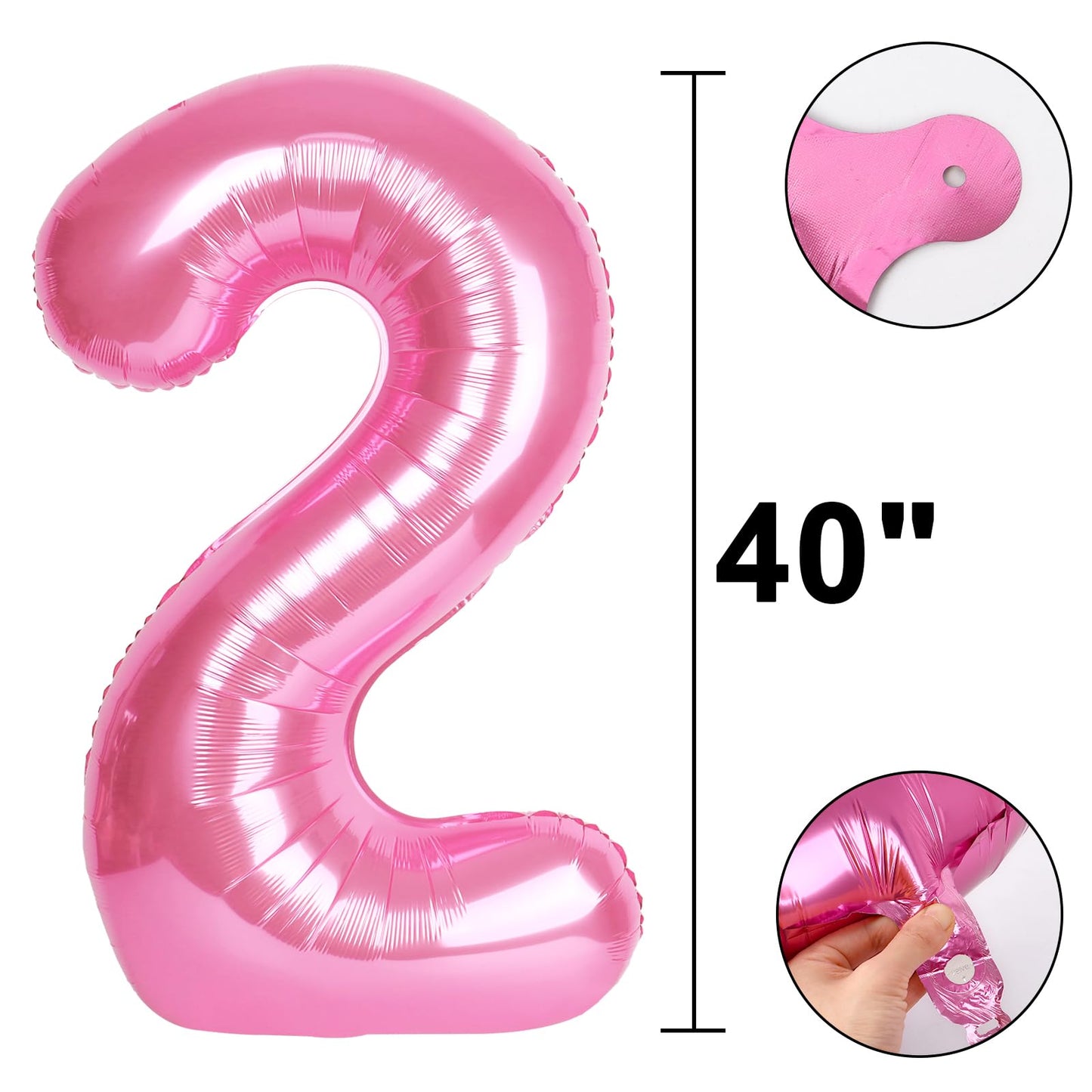 Kelfuoya 40-Inch Pink Number 22 Balloon | Jumbo Digital Mylar Foil Balloon for Birthdays & Anniversaries