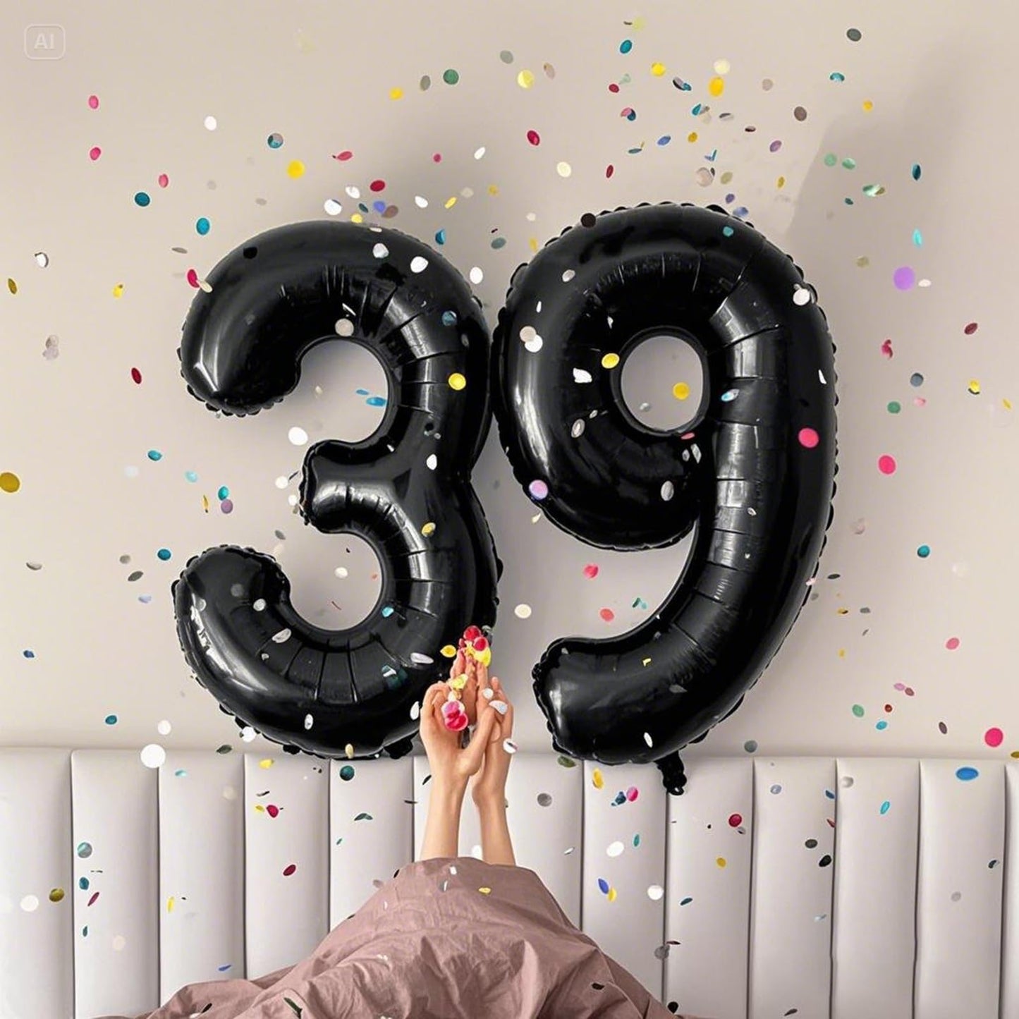 Kelfuoya 40-Inch Black Number 60 Digital Balloon – Jumbo Mylar Foil Helium Balloon for 60th Birthday or Anniversary