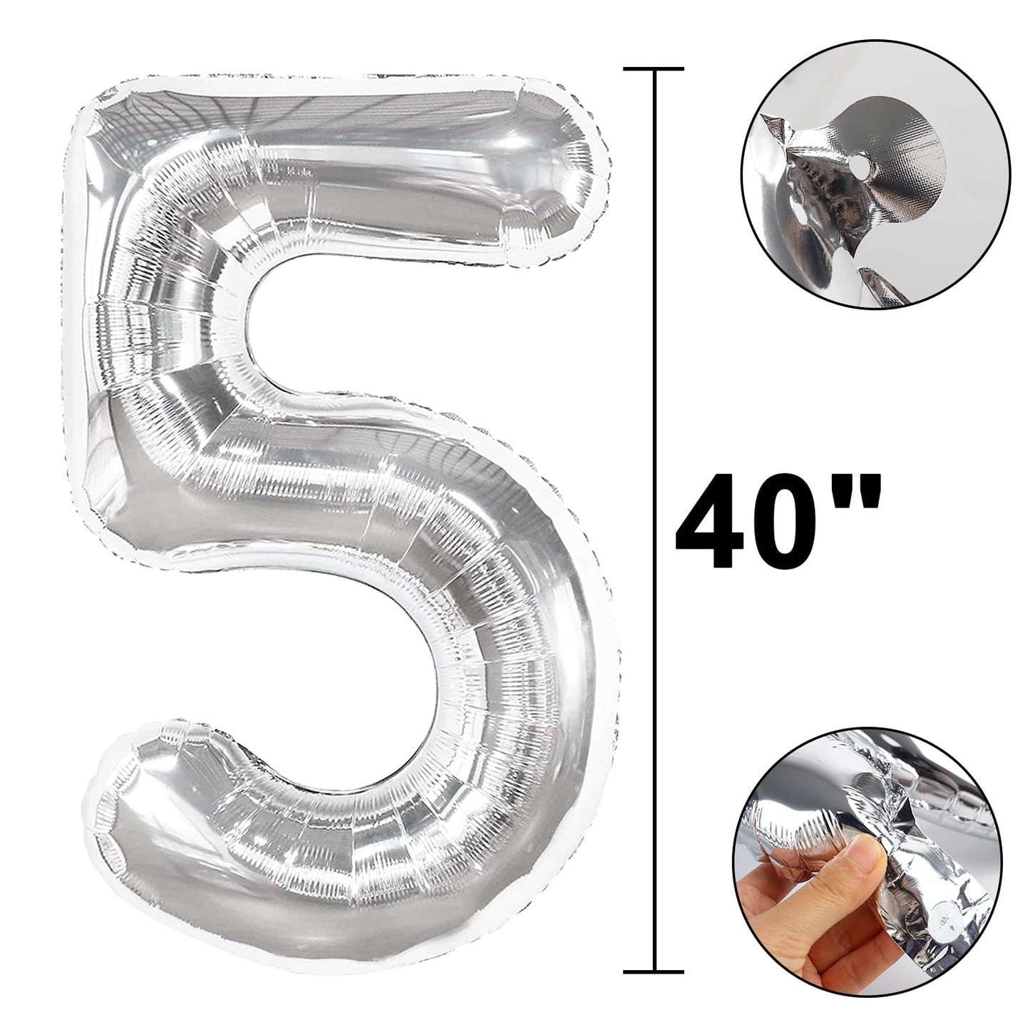 Kelfuoya 40 Inch Silver Number 25 Digital Balloon – Jumbo Mylar Foil Balloon for Birthday & Anniversary Parties