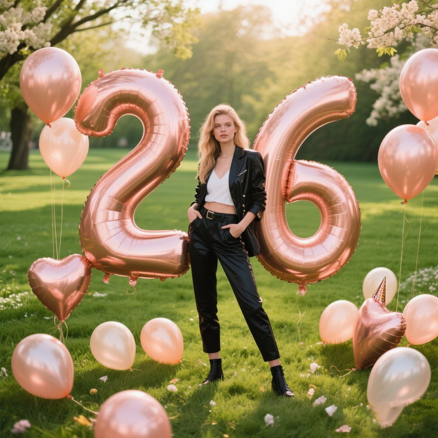 Kelfuoya 40 Inch Rose Gold Number 26 Balloon — Jumbo Mylar Foil for Birthday & Anniversary