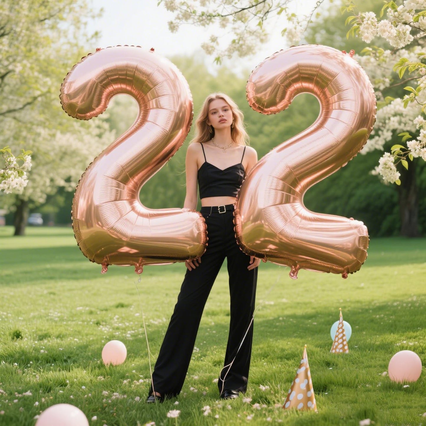 Kelfuoya 40 Inch Rose Gold Number 22 Balloon – Jumbo Mylar Foil Balloon for Birthday, Wedding & Anniversary