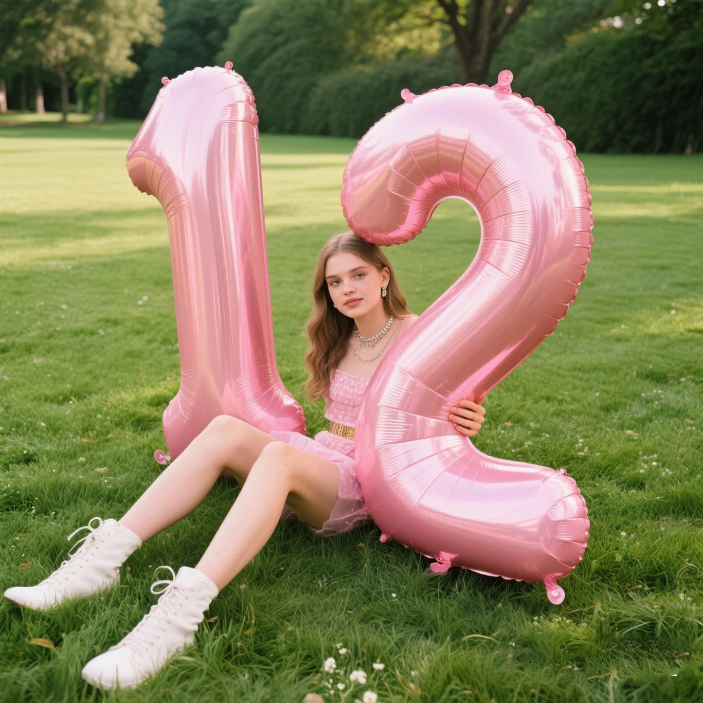 Kelfuoya 40-Inch Pearlescent Pink Number 12 Balloon for 12th Birthday & Anniversary