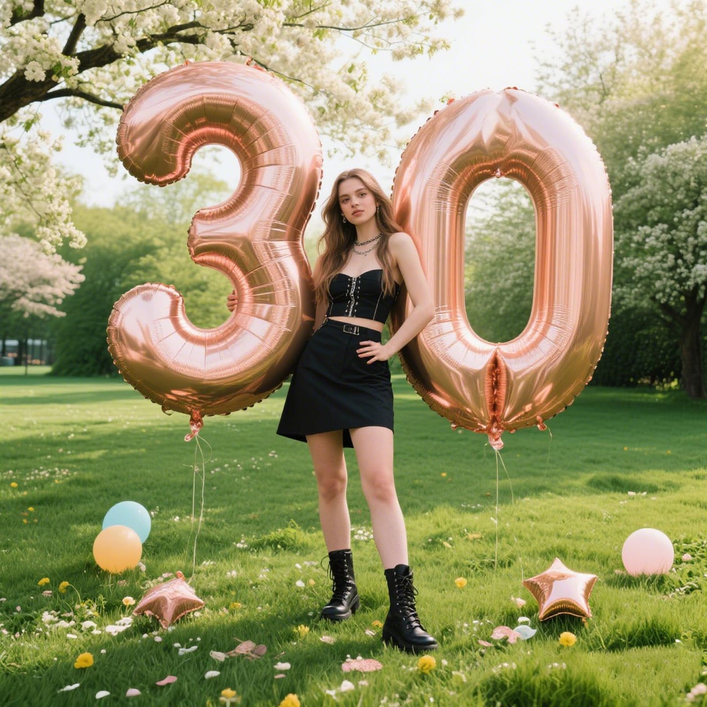 Kelfuoya 40in Rose Gold Number 30 Balloon – Jumbo Mylar Foil Balloon for Birthday & Anniversary