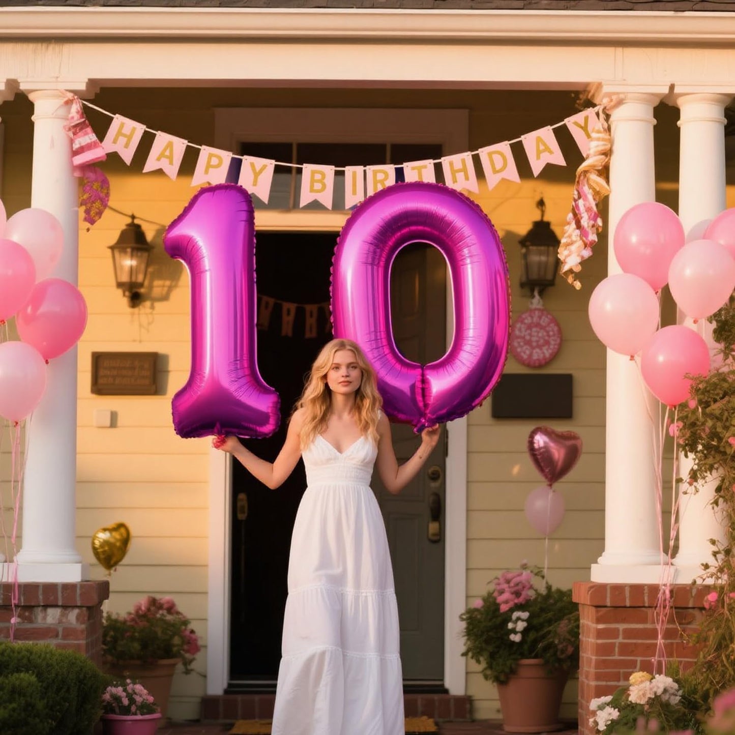 Kelfuoya 40-Inch Rose Purple 10 Number Balloon – Giant Mylar Birthday & Anniversary Decor