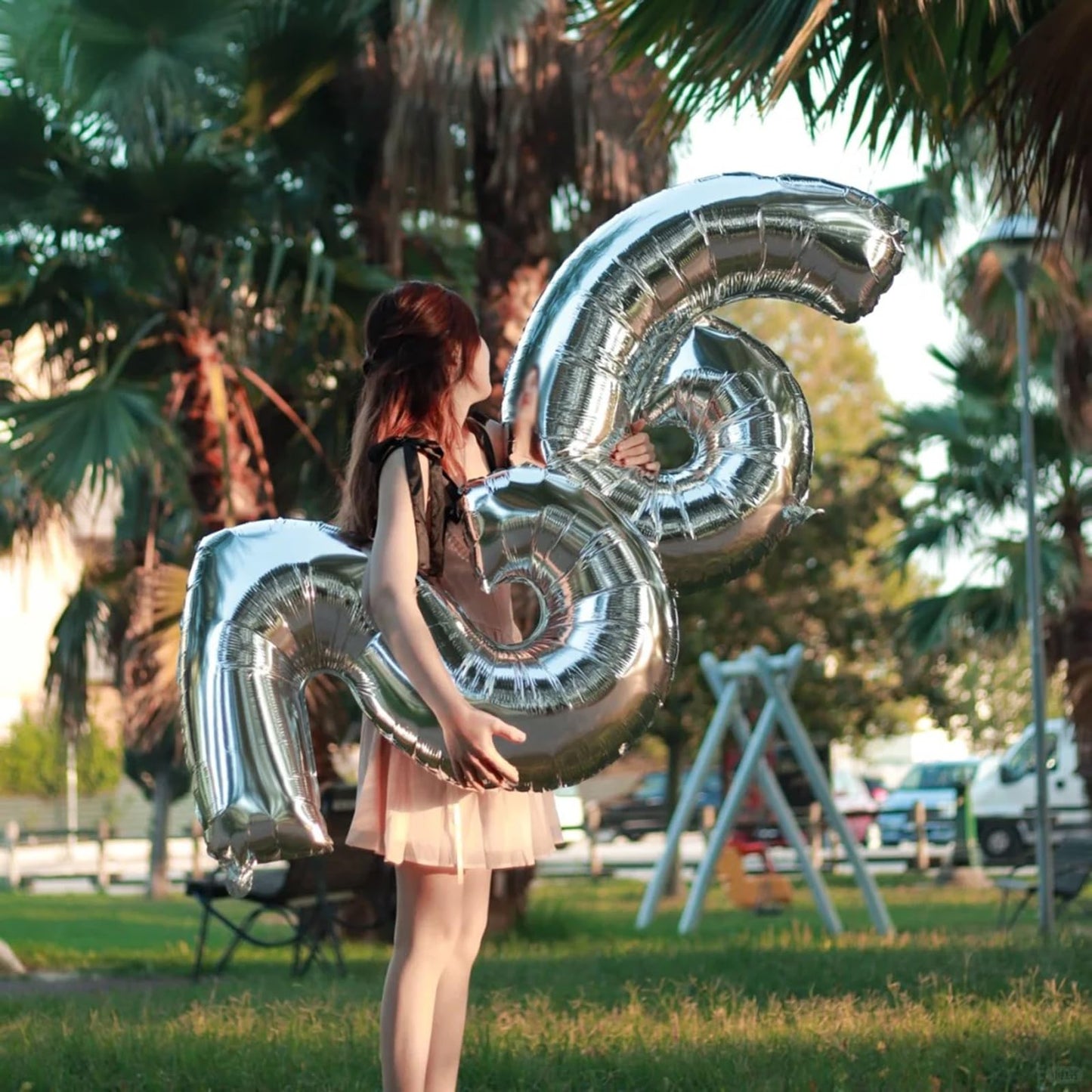 Kelfuoya 40-Inch Silver Number 6 Balloon — Giant 6 Foil Mylar Balloon for Birthday & Anniversary Decorations