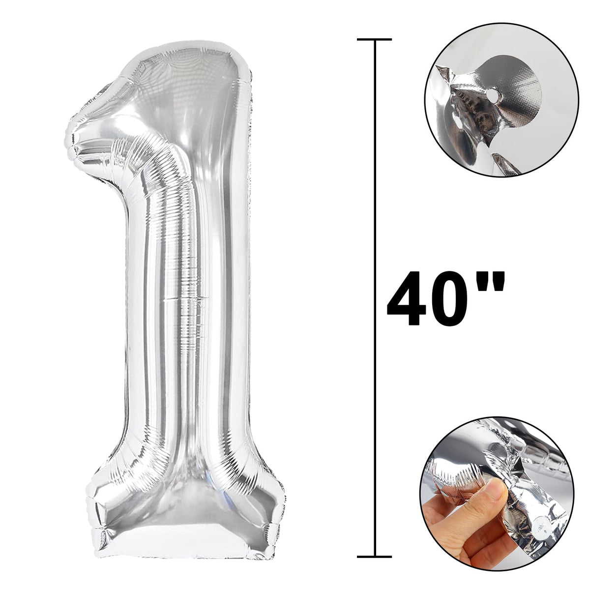 Kelfuoya 40 Inch Silver Number 21 Balloon — Jumbo Mylar Foil for Birthday and Anniversary