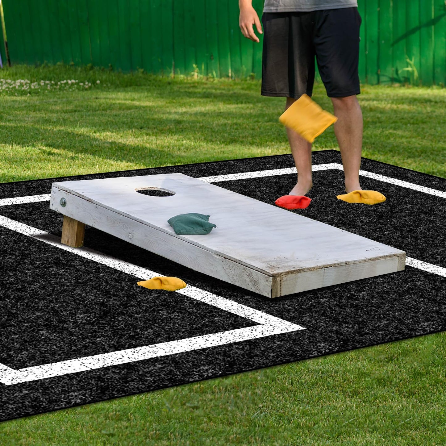 KEOHOLI 2-Pack Cornhole Mats 5 x 8 ft – Non-Slip Pitch Pads for Grass